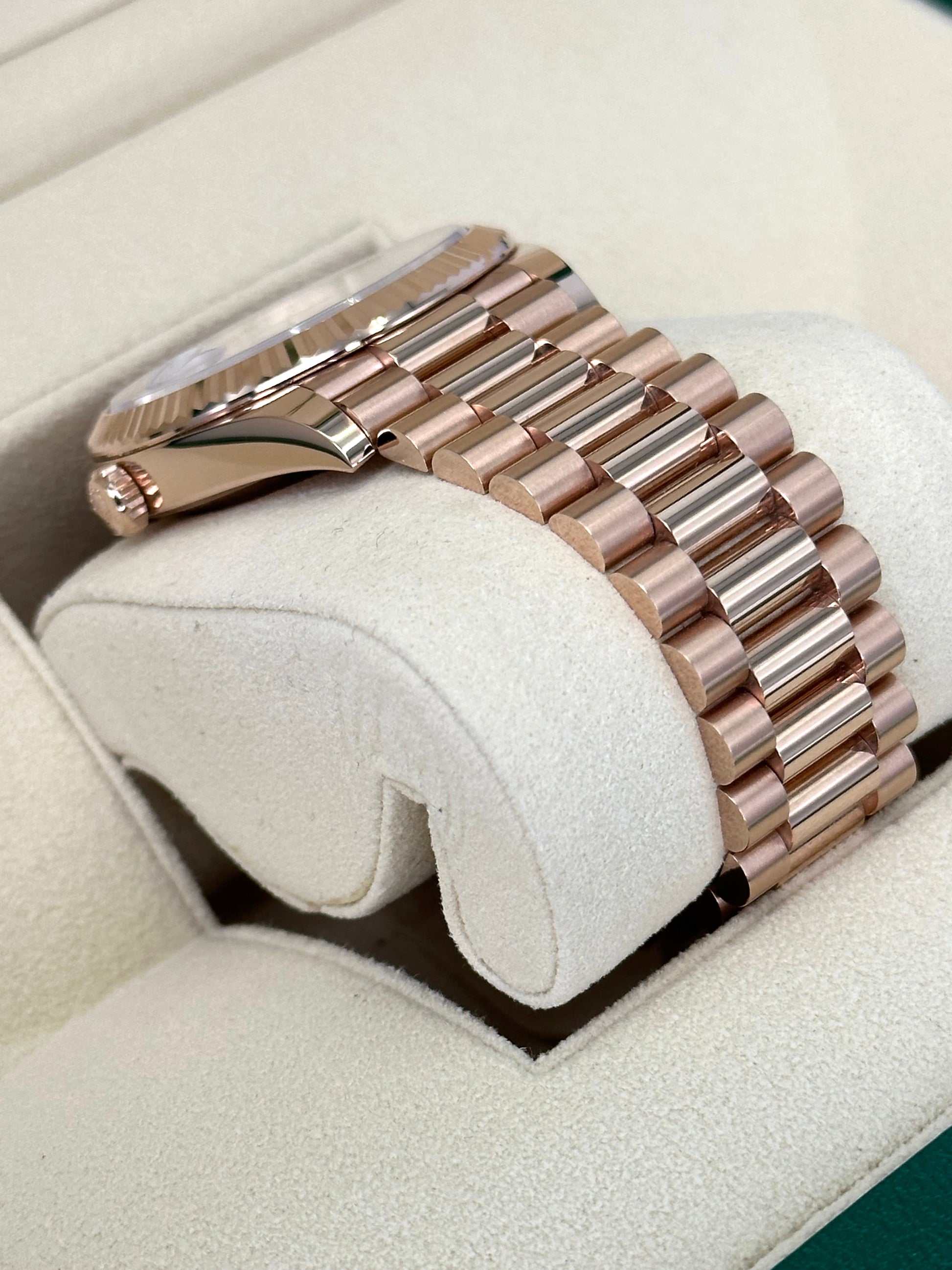 NEW 2024 Rolex Day-Date 228235 Rose Gold White Roman Numeral Dial - MyWatchLLC