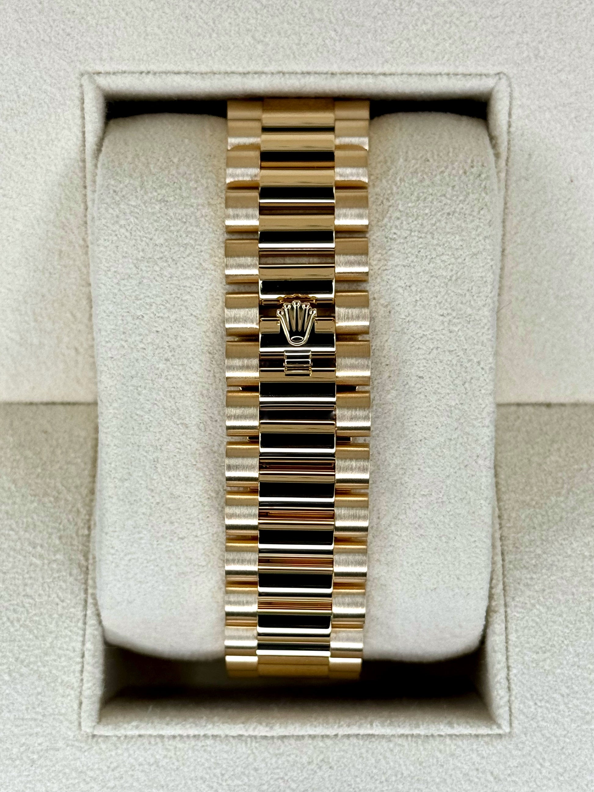 2023 Rolex Day-Date 40mm 228238 Champagne Diamond Baguette Dial - MyWatchLLC