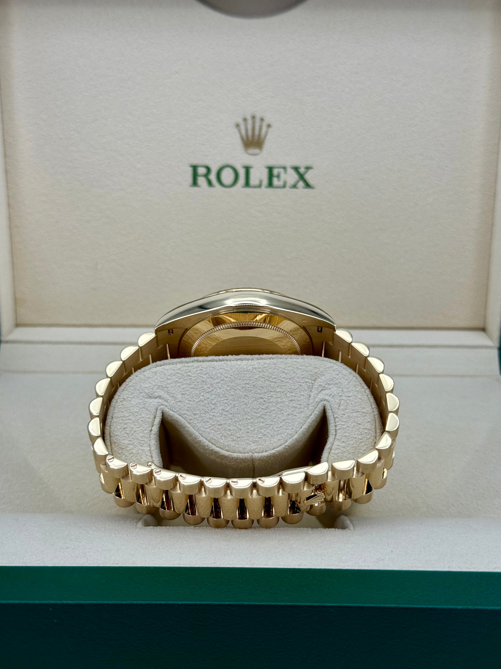 2023 Rolex Day-Date 40mm 228238 Champagne Diamond Baguette Dial - MyWatchLLC