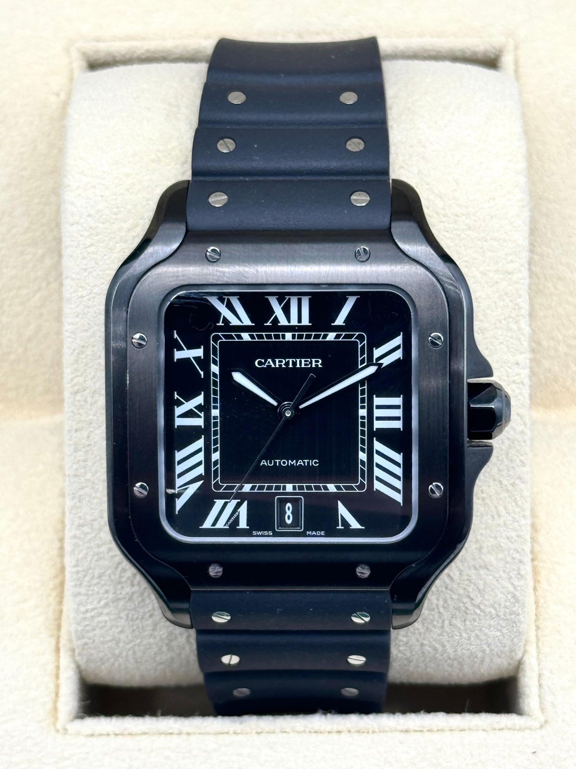 2023 Cartier Santos De Cartier 39.8mm WSSA0039 Black Steel Dial - MyWatchLLC