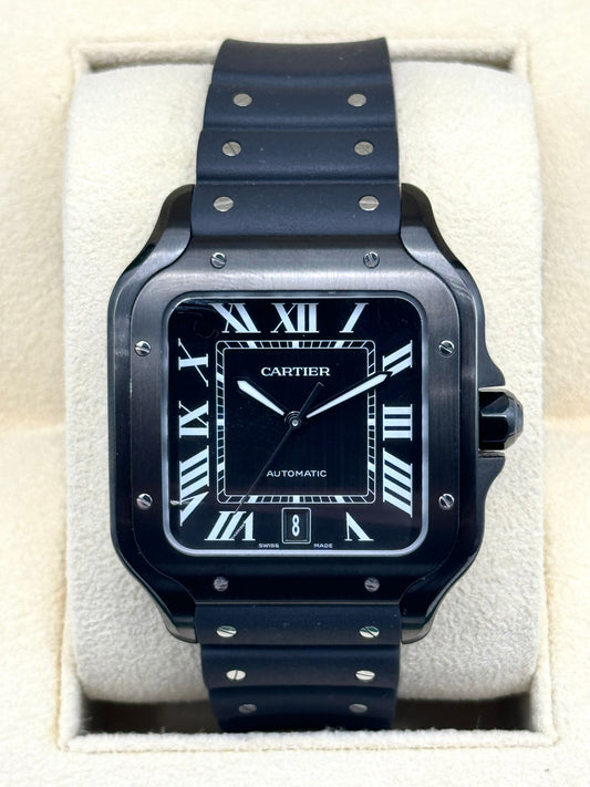 2023 Cartier Santos De Cartier 39.8mm WSSA0039 Black Steel Dial - MyWatchLLC