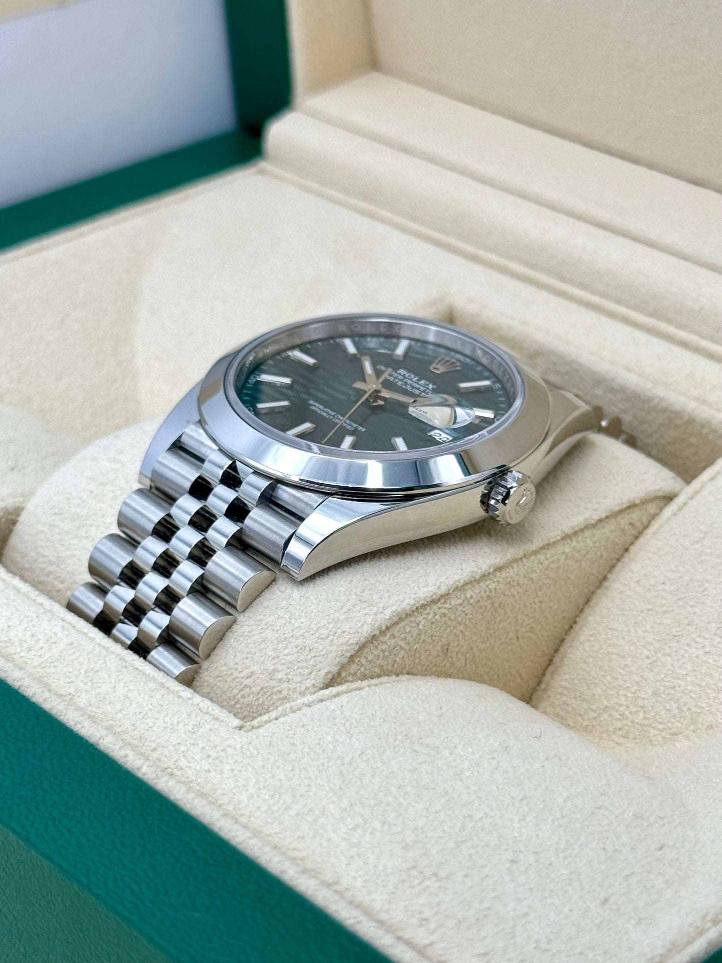 NEW 2024 Rolex Datejust 41mm 126300 Jubilee Green Motif Dial - MyWatchLLC
