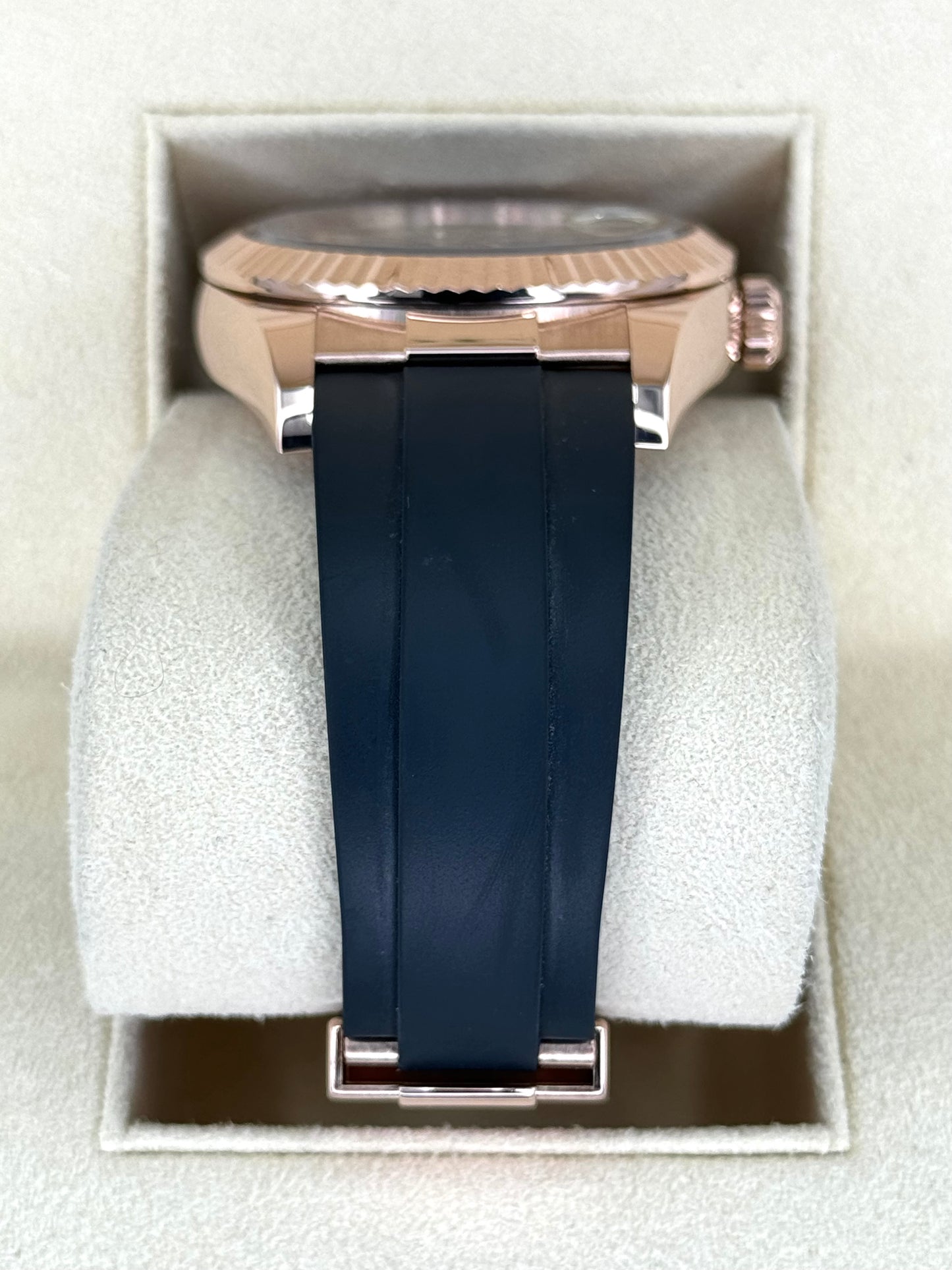 2021 Rolex Sky-Dweller 42mm 326235 Rose Gold Oysterflex Rhodium Dial - MyWatchLLC
