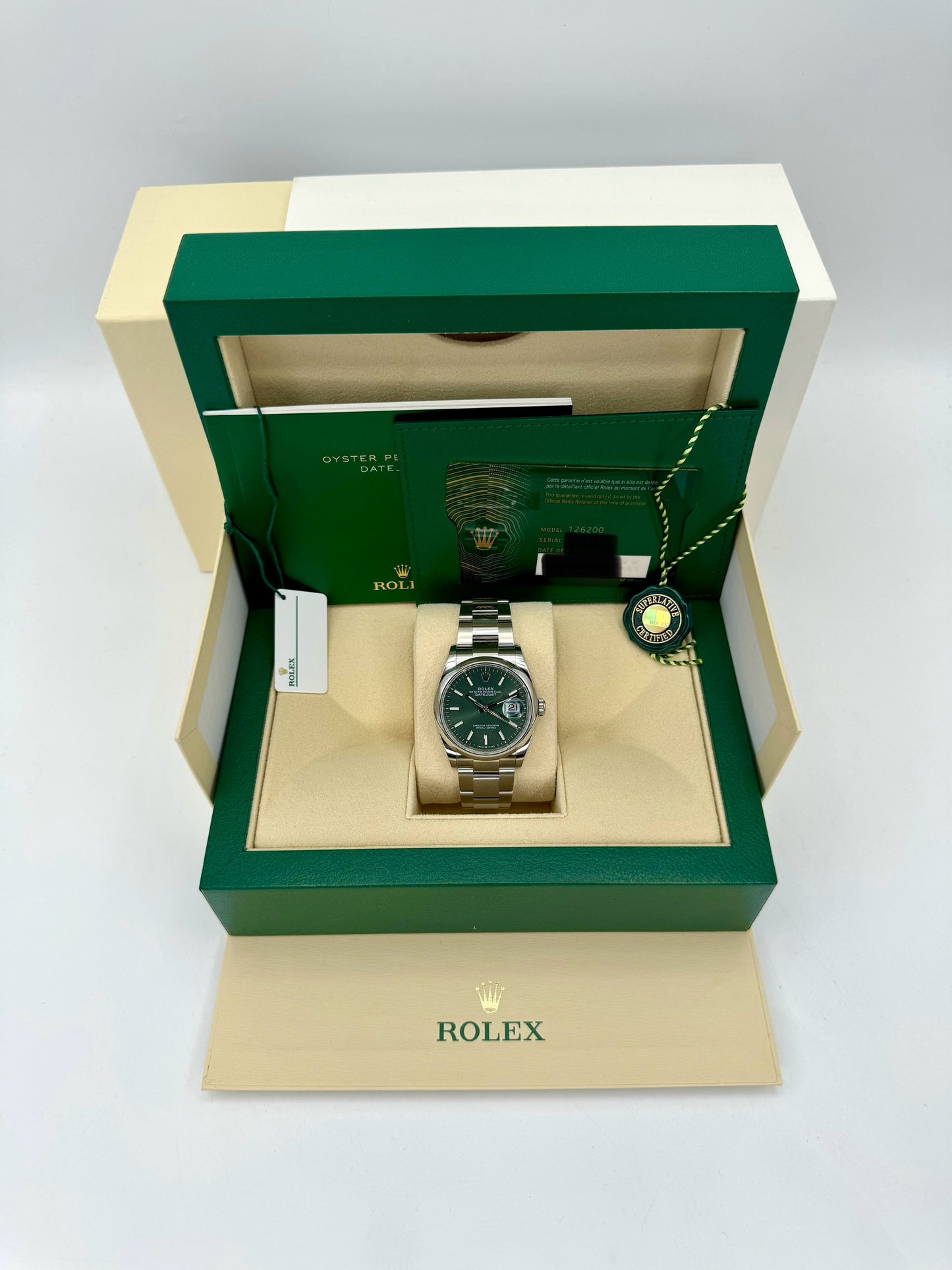 NEW 2023 Rolex Datejust 36mm 126200 Steel Oyster Mint Green Dial - MyWatchLLC