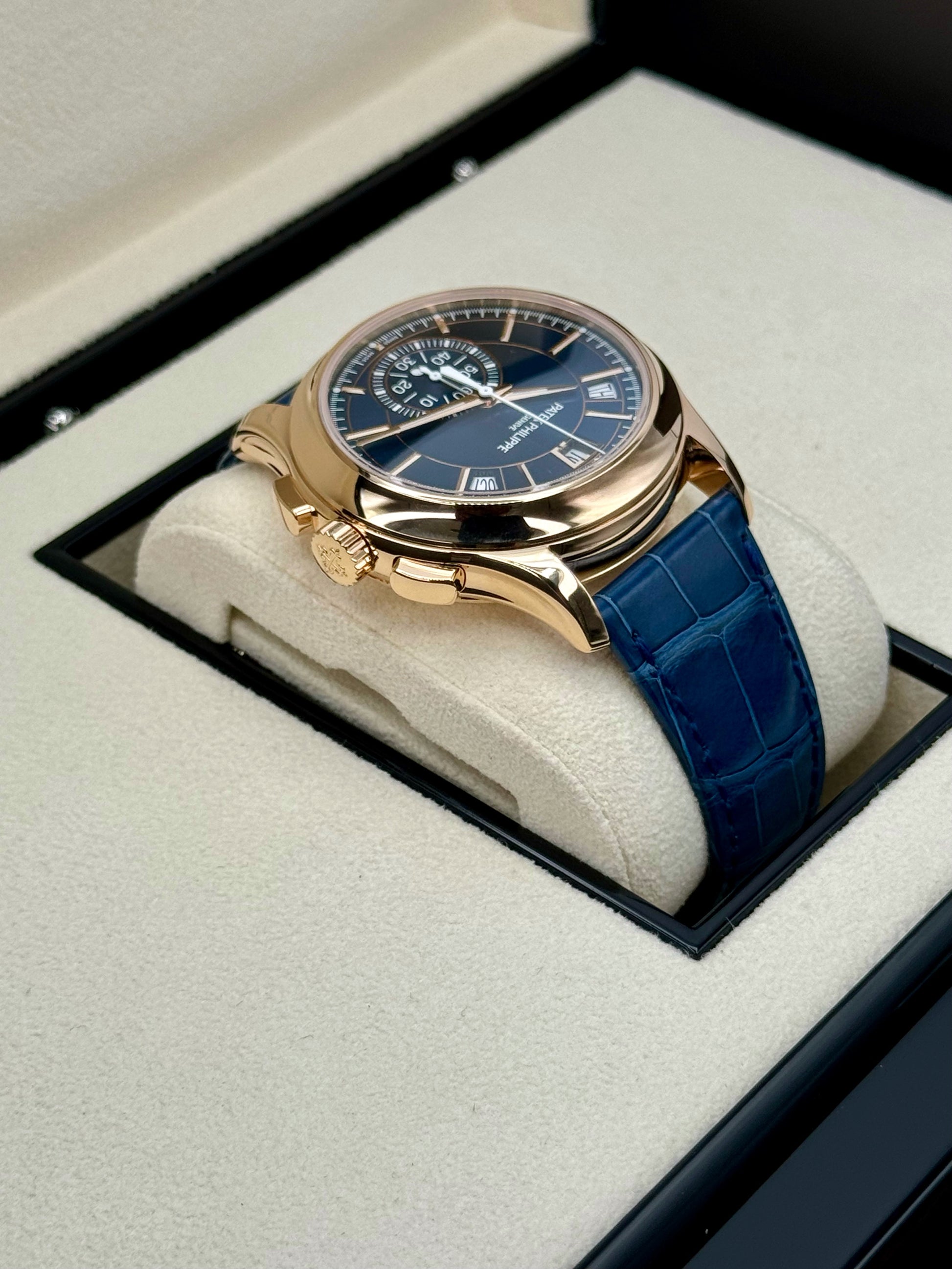 NEW 2023 Patek Philippe 5905R Flyback Chronograph Annual Calendar Blue Dial - MyWatchLLC