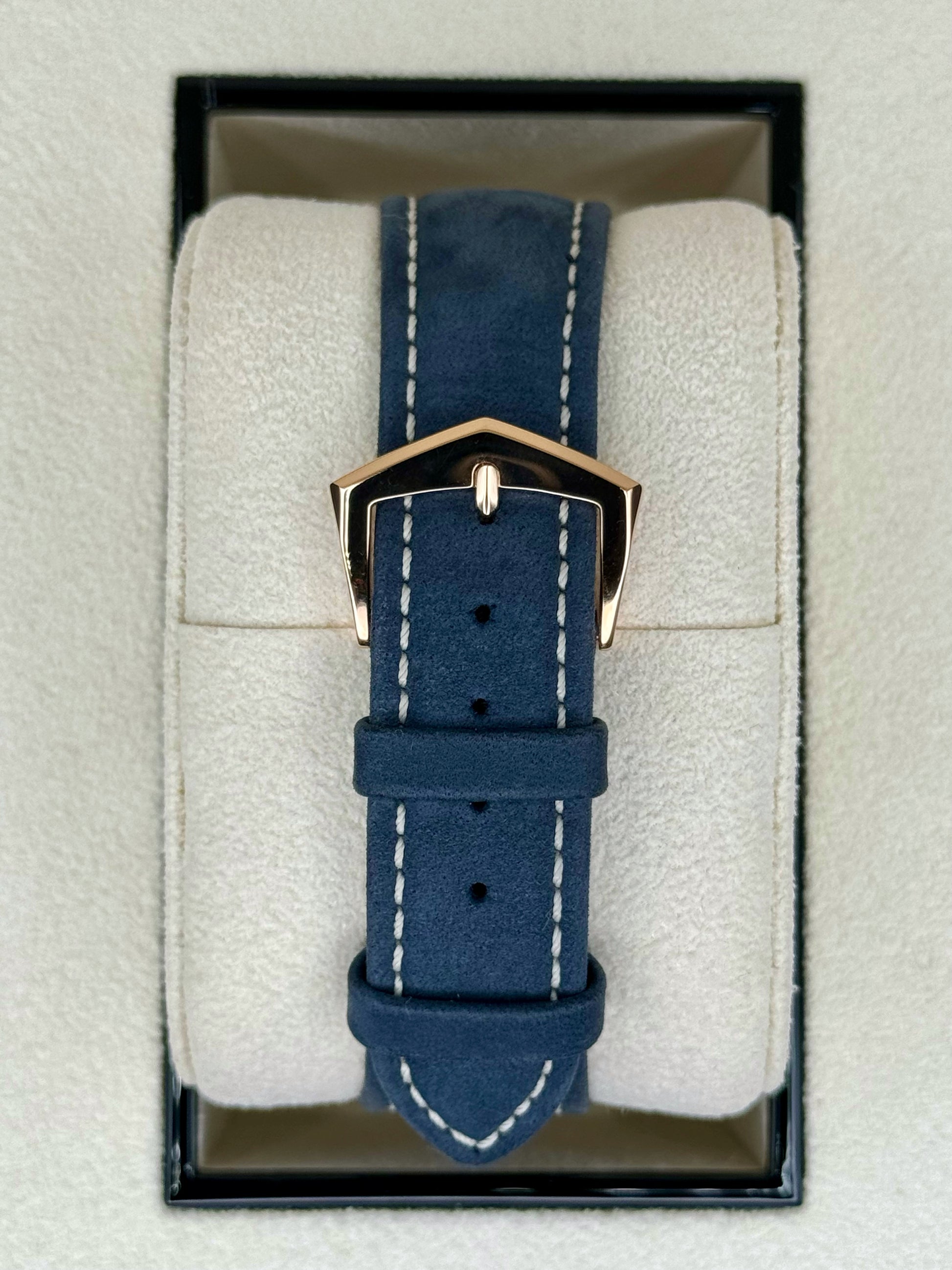 NEW 2024 Patek Philippe 5224R Calatrava Travel Time Rose Gold Blue Dial - MyWatchLLC