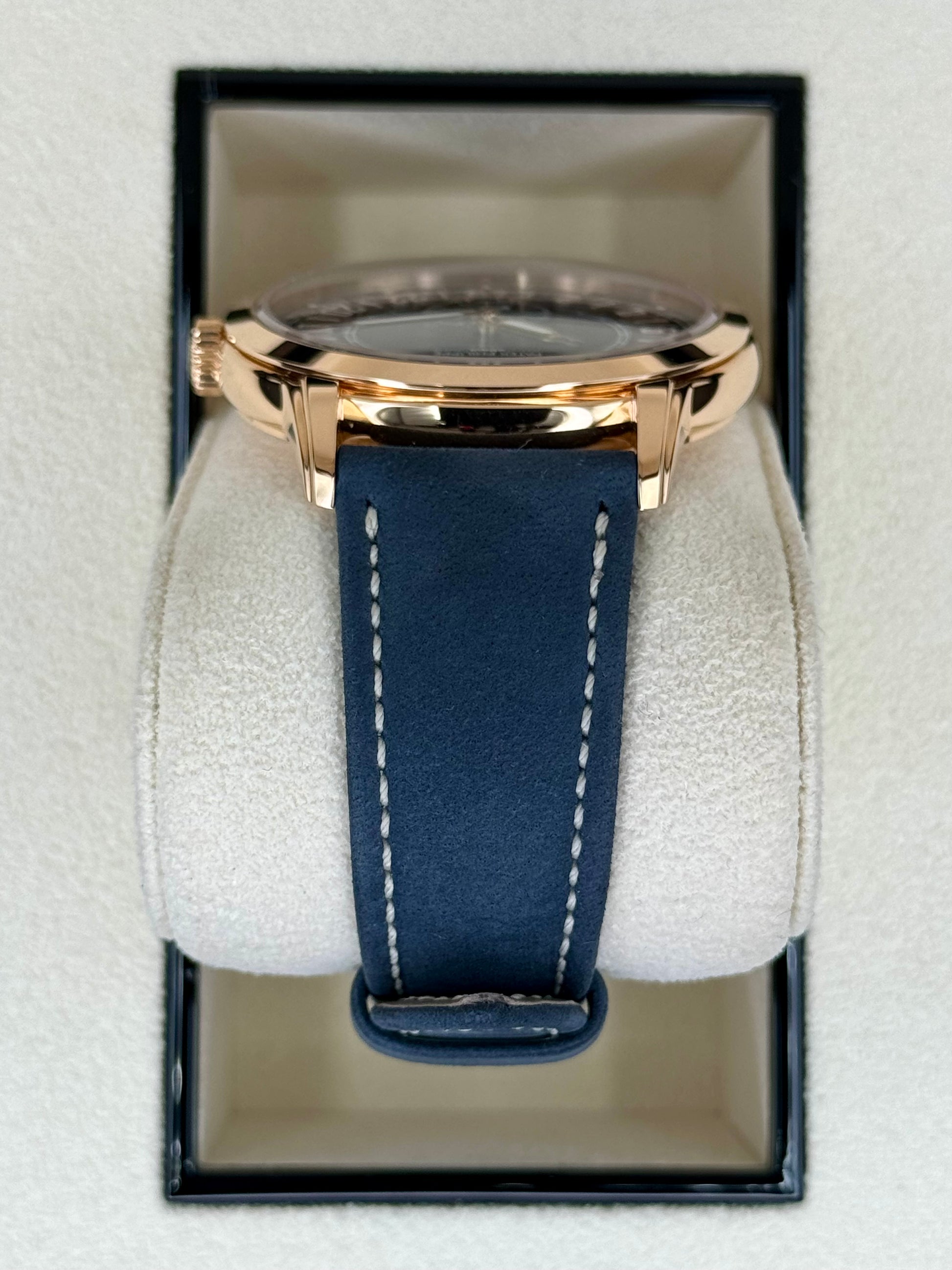 NEW 2024 Patek Philippe 5224R Calatrava Travel Time Rose Gold Blue Dial - MyWatchLLC