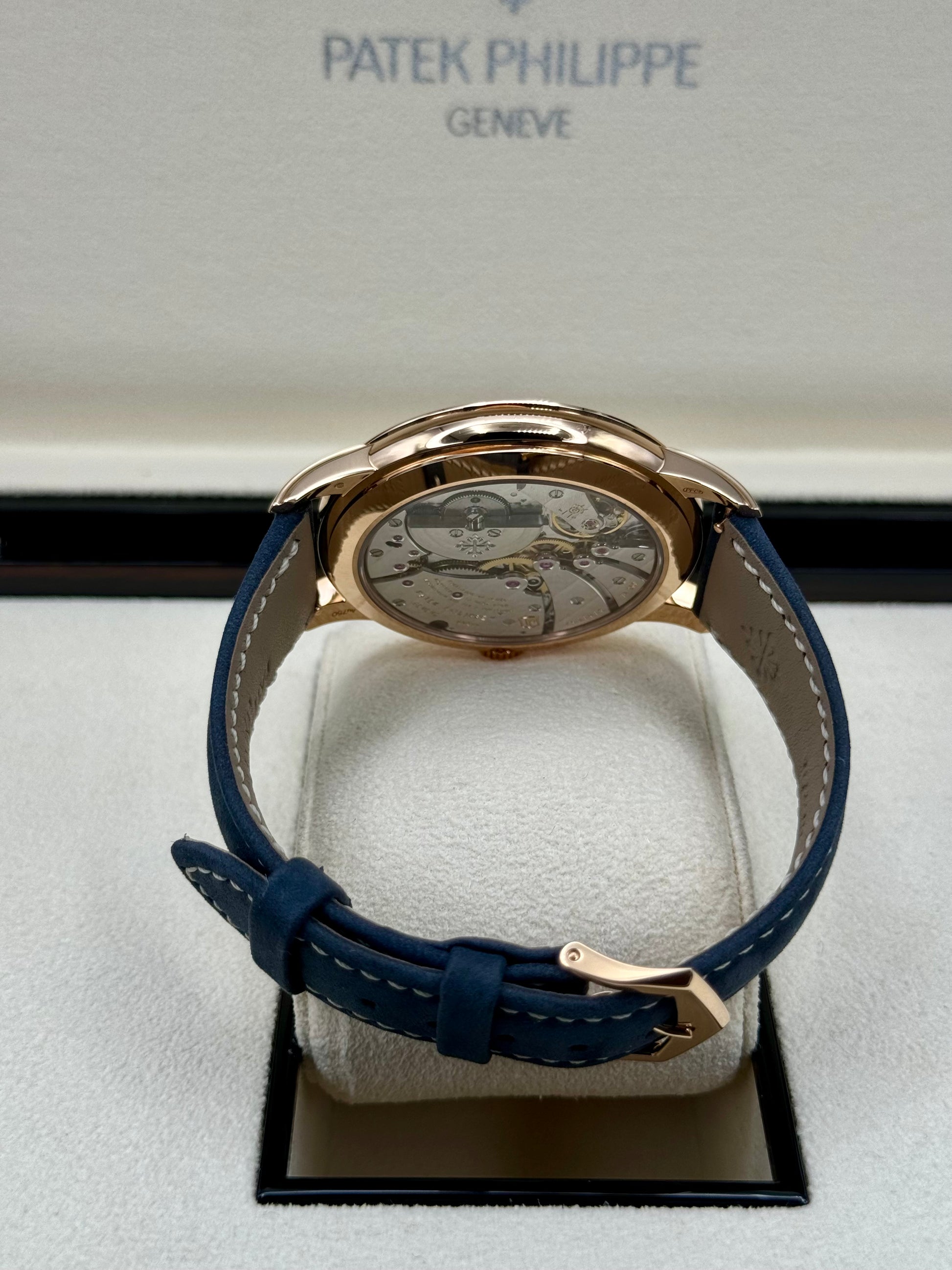 NEW 2024 Patek Philippe 5224R Calatrava Travel Time Rose Gold Blue Dial - MyWatchLLC