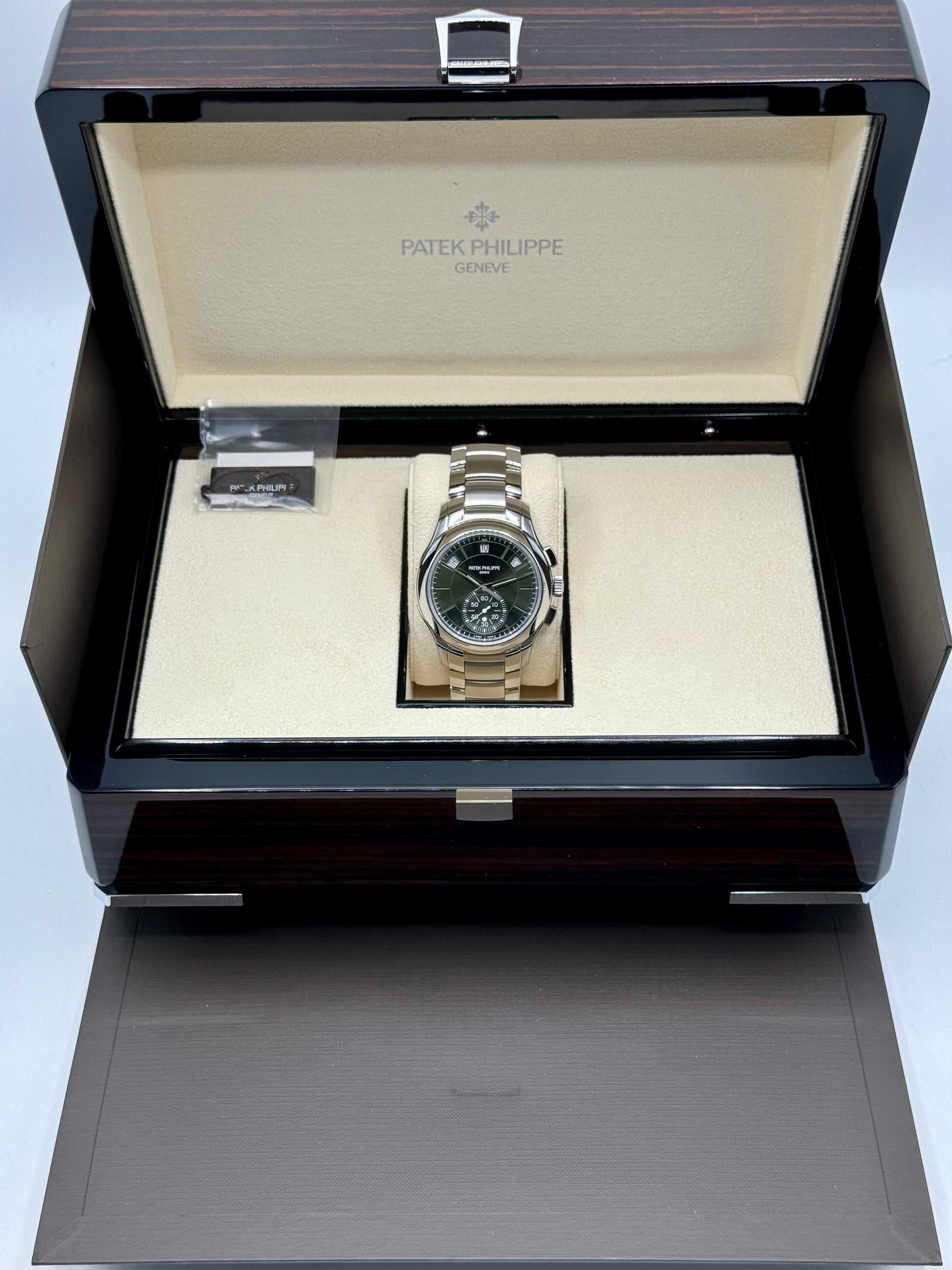 NEW 2024 Patek Philippe 5905/1A Flyback Chronograph Annual Calendar Olive Green Dial - MyWatchLLC