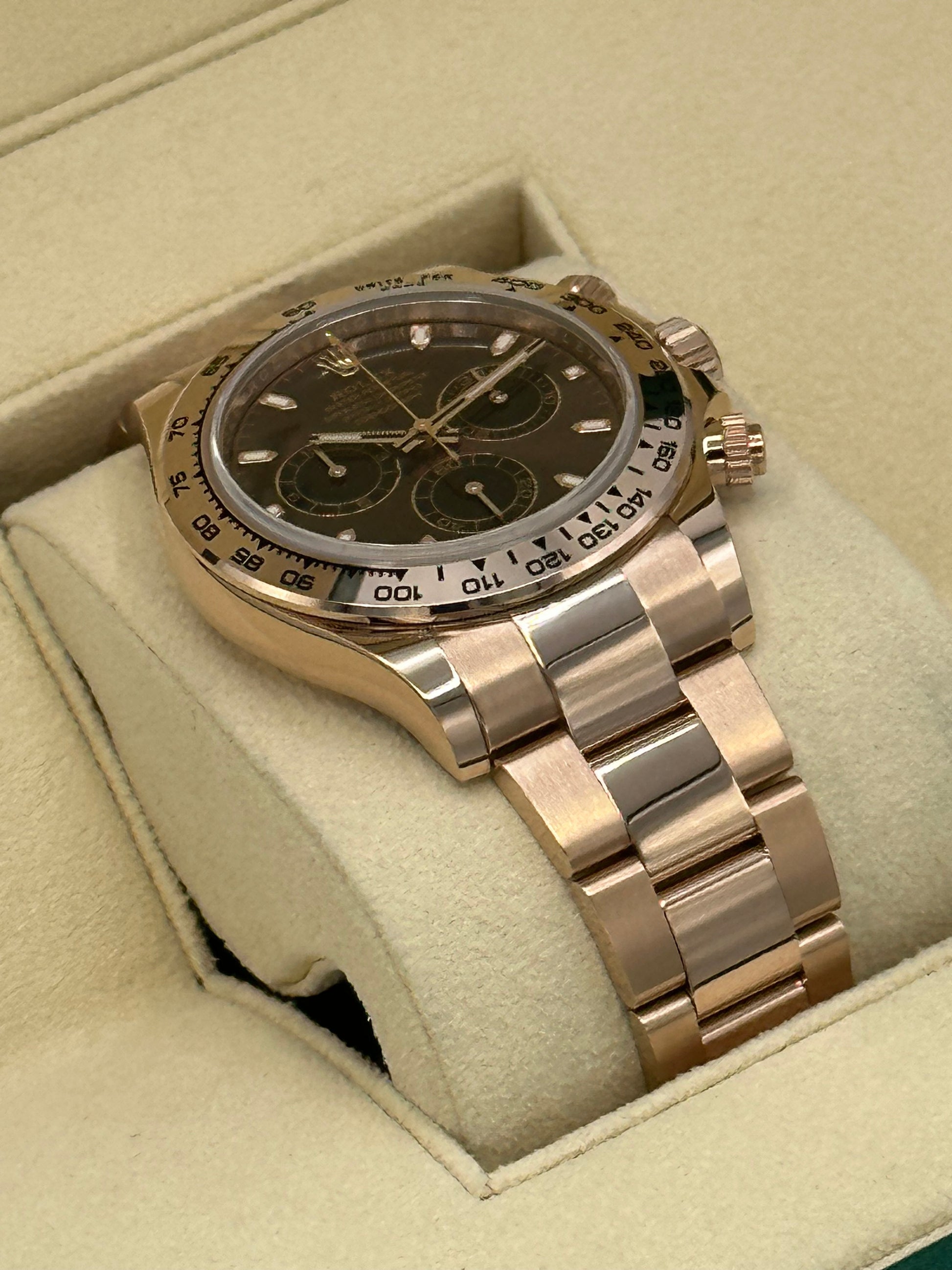 NEW 2023 Rolex Daytona 116505 Rose Gold Chocolate Dial - MyWatchLLC