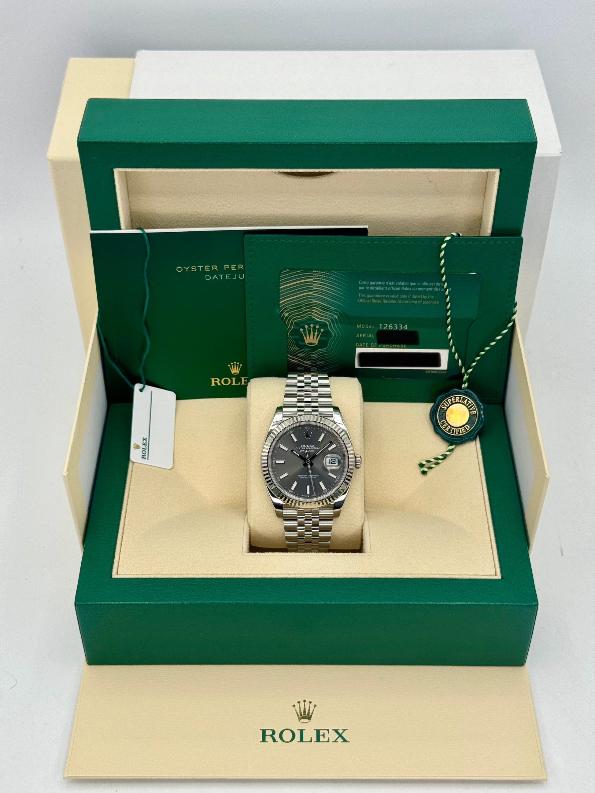 2021 Rolex Datejust 41mm 126334 Stainless Steel Jubilee Rhodium Dial - MyWatchLLC