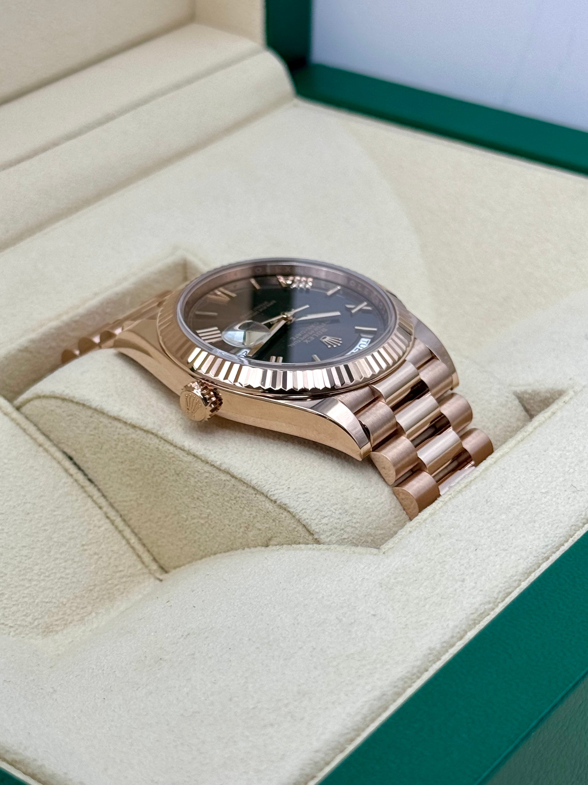 2023 Rolex Day-Date 40mm 228235 Presidential Rose Gold Chocolate Dial - MyWatchLLC