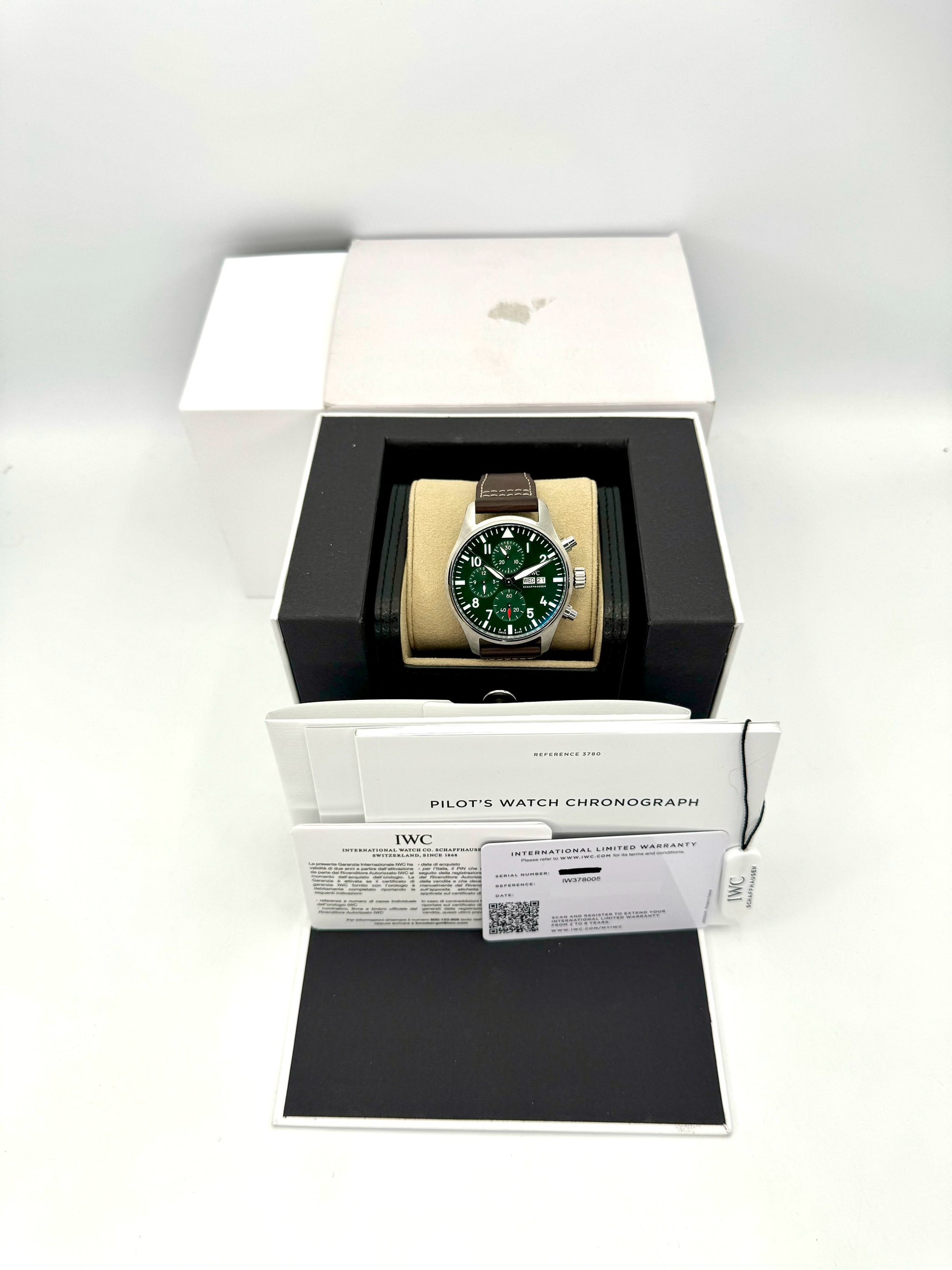 2023 IWC Pilot's Watch Chronograph 43mm IW378005 Steel Green Dial - MyWatchLLC