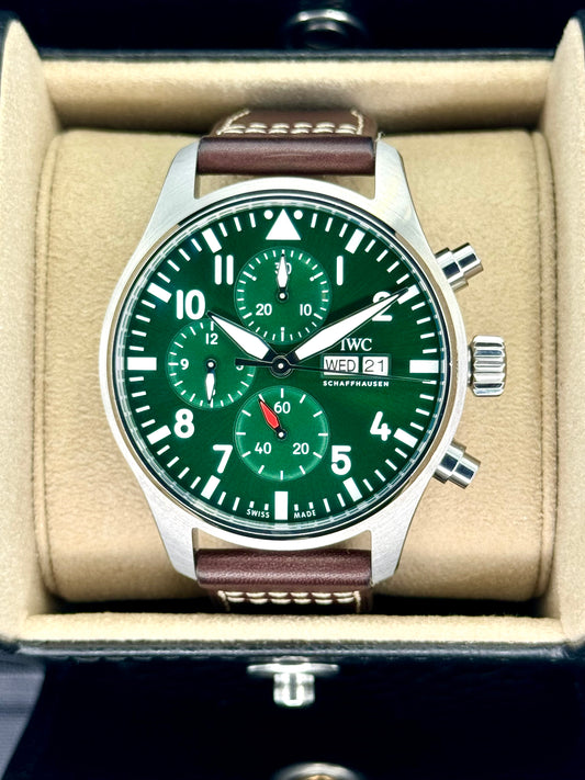 2023 IWC Pilot's Watch Chronograph 43mm IW378005 Steel Green Dial - MyWatchLLC