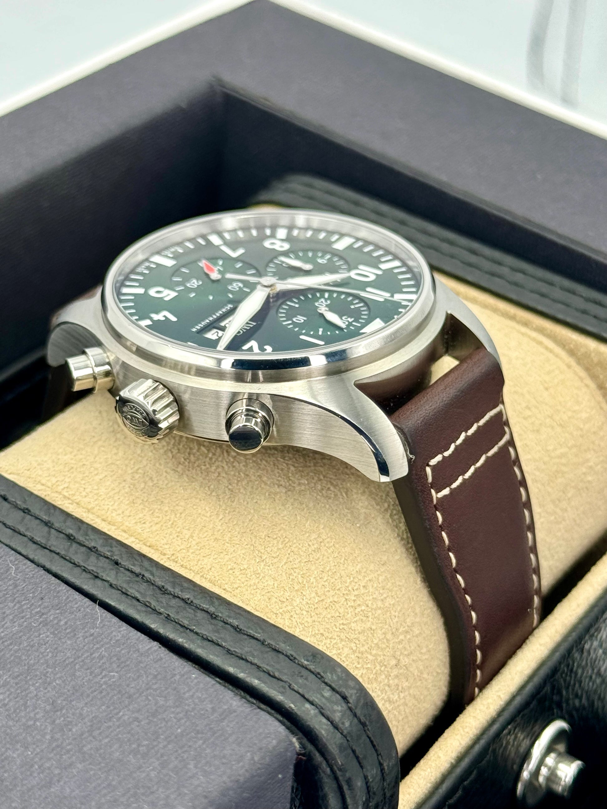 2023 IWC Pilot's Watch Chronograph 43mm IW378005 Steel Green Dial - MyWatchLLC