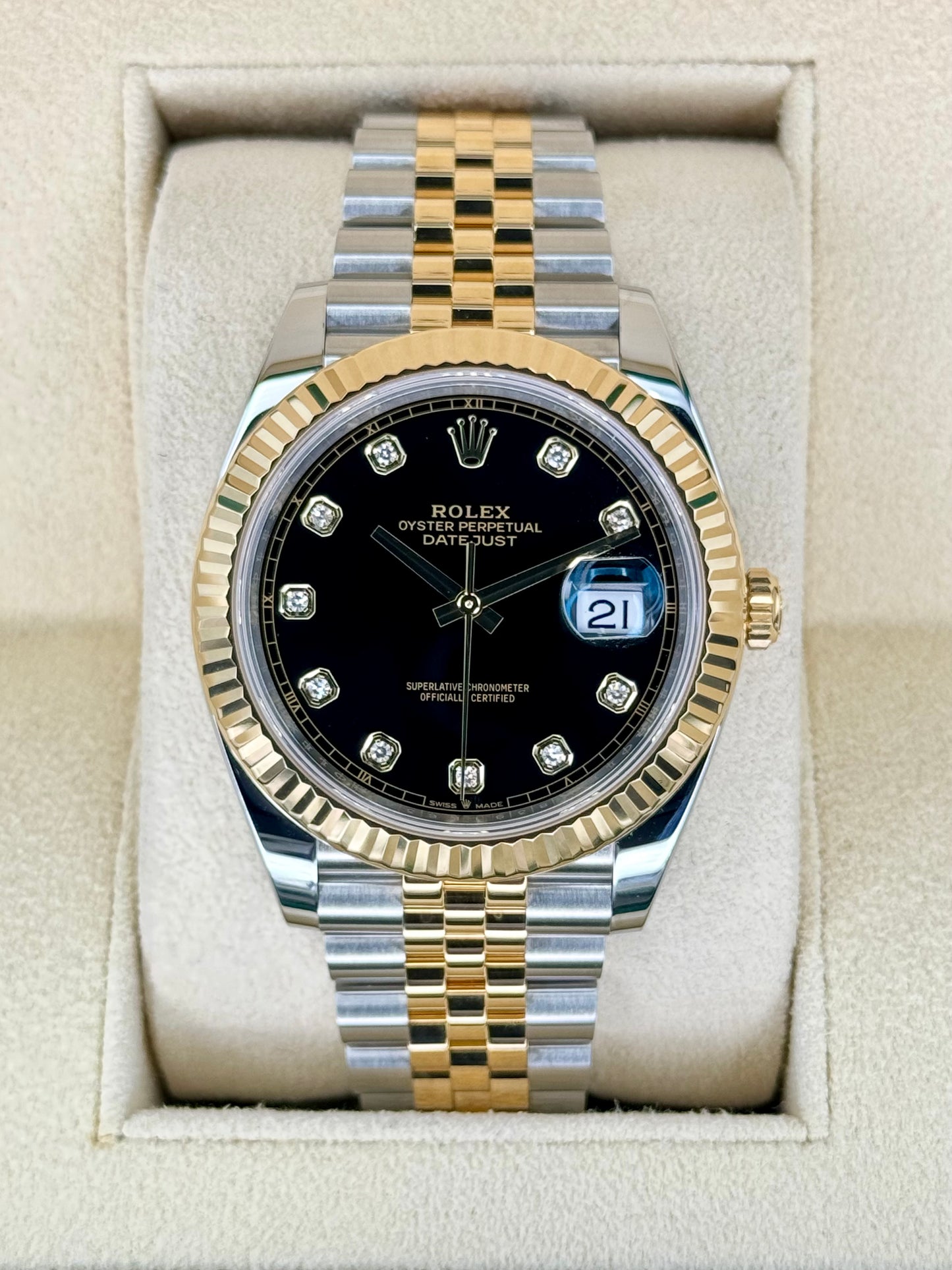 2023 Rolex Datejust 41mm 126333 Two-Tone Jubilee Black Diamond Dial - MyWatchLLC
