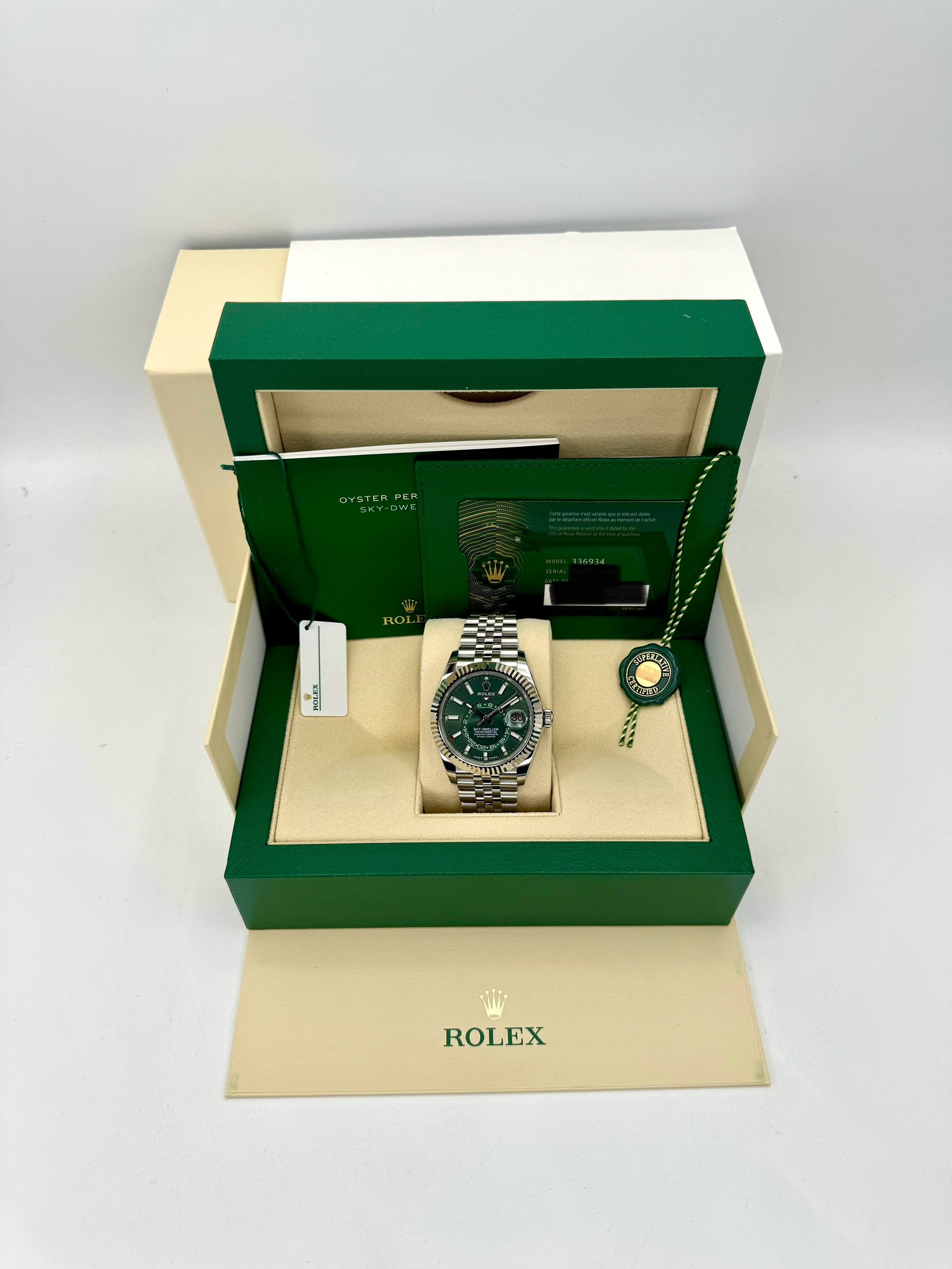 NEW 2024 Rolex Sky-Dweller 42mm 336934 Jubilee Green Dial - MyWatchLLC