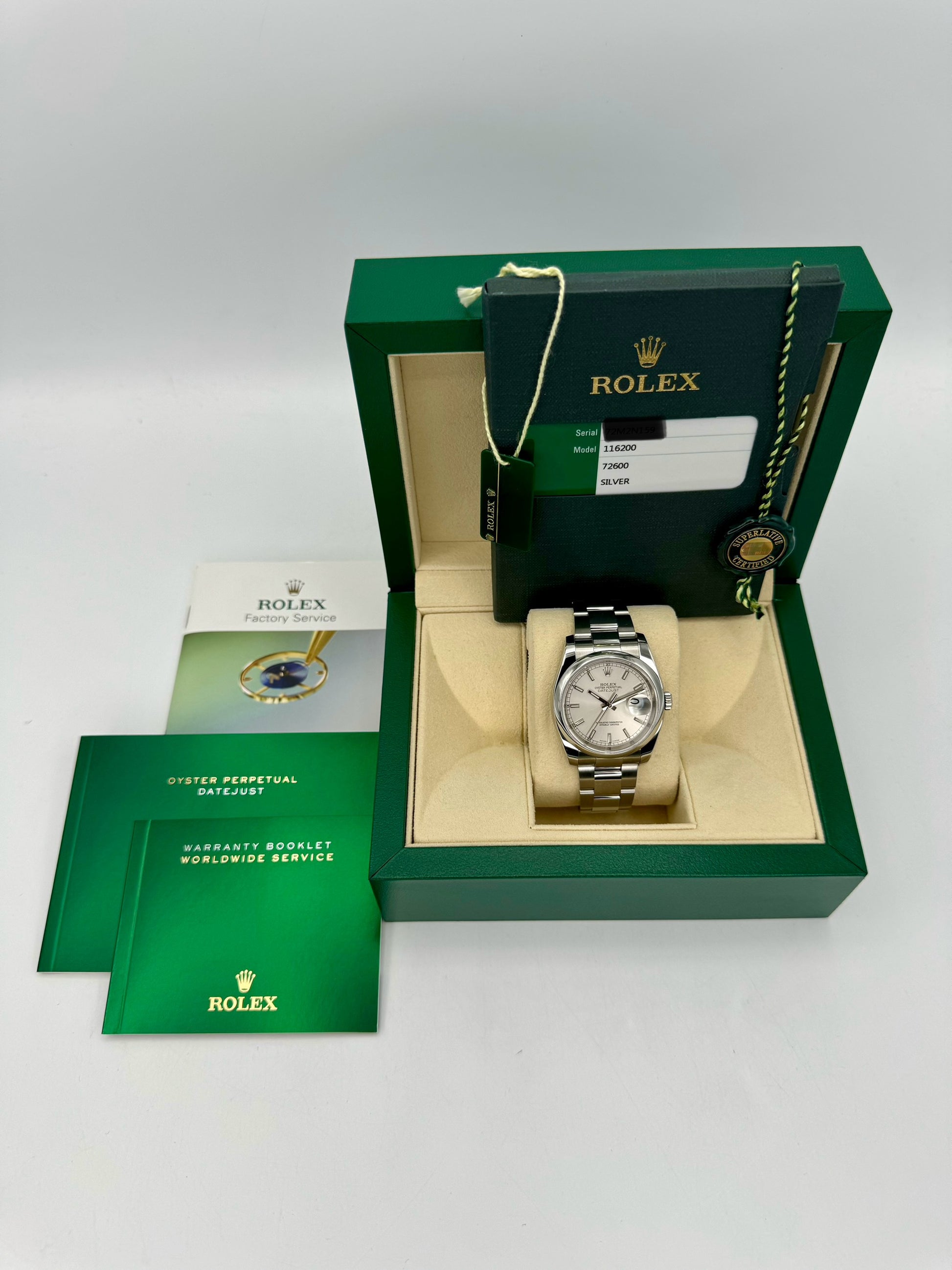 2016 Rolex Datejust 36mm 116200 Stainless Steel Oyster Silver Dial - MyWatchLLC