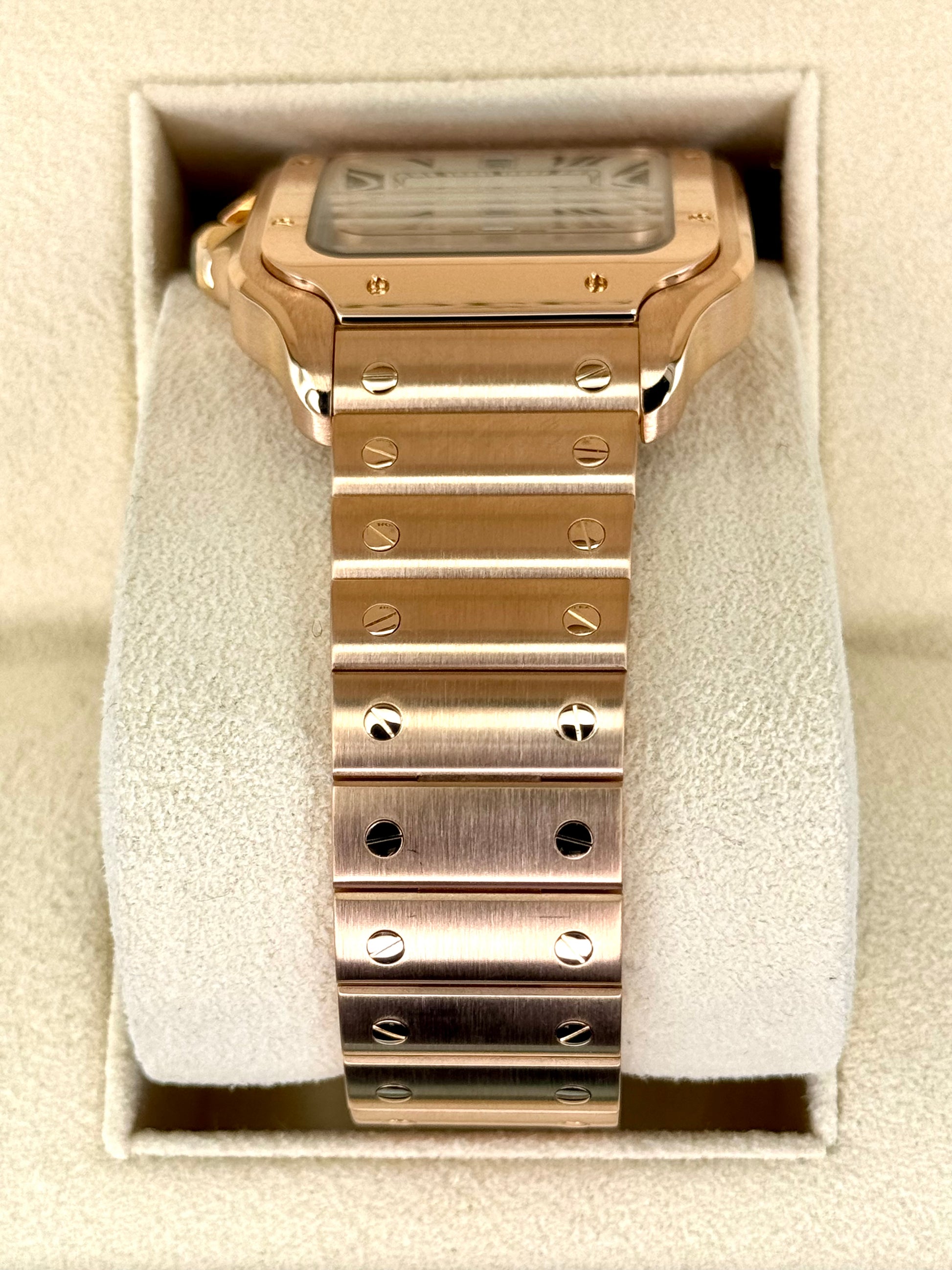 2021 Cartier Santos De Cartier 39.8mm WGSA0018 Rose Gold White Dial - MyWatchLLC