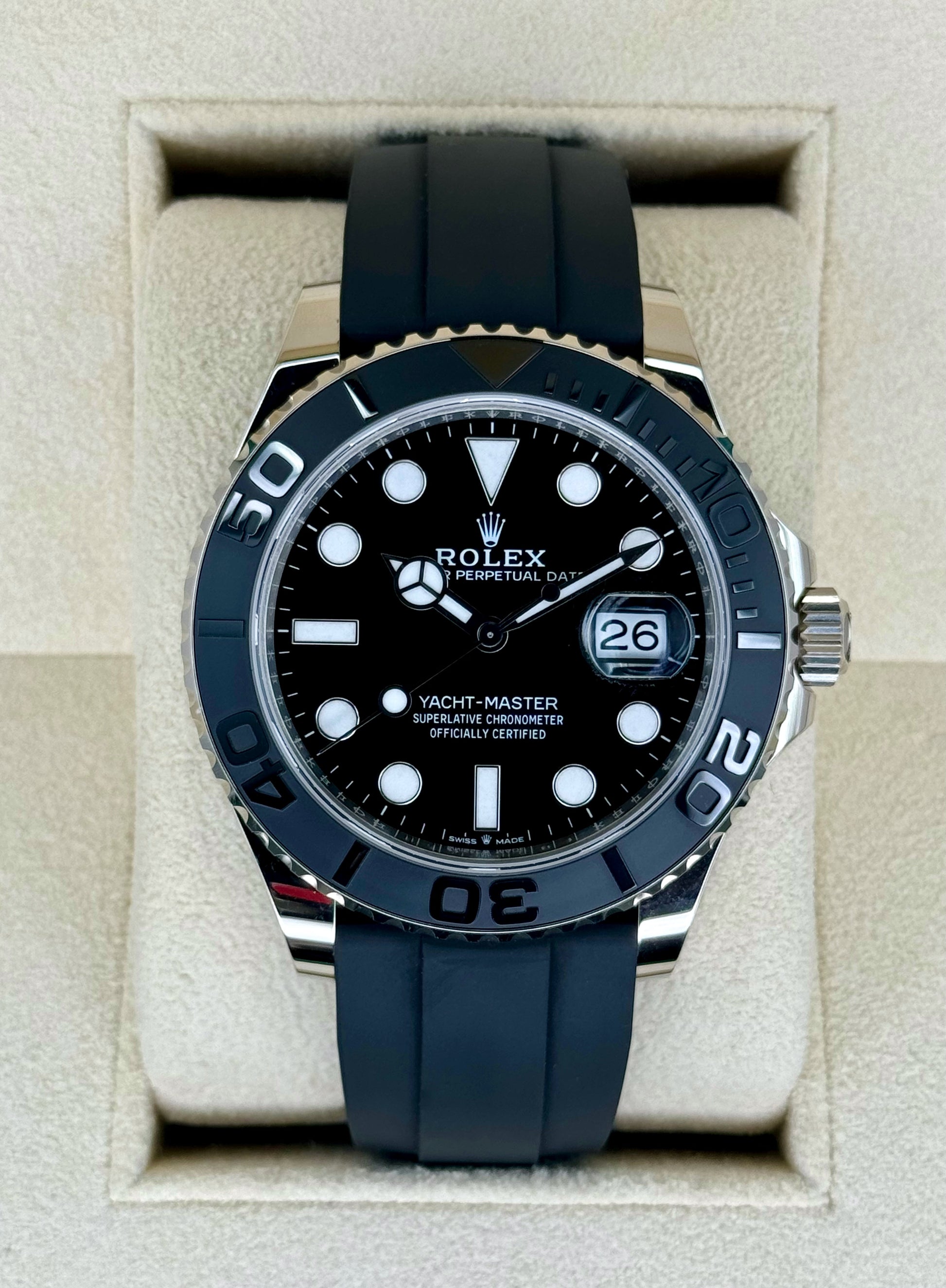 NEW 2024 Rolex Yacht-Master 42mm 226659 White Gold Oysterflex Black Dial - MyWatchLLC