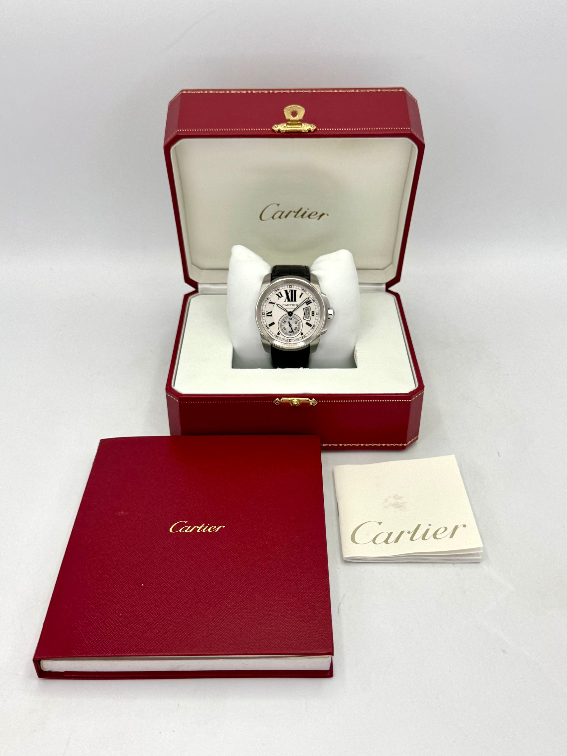 2013 Cartier Calibre De Cartier 42mm W7100037 Stainless Steel Silver Dial - MyWatchLLC