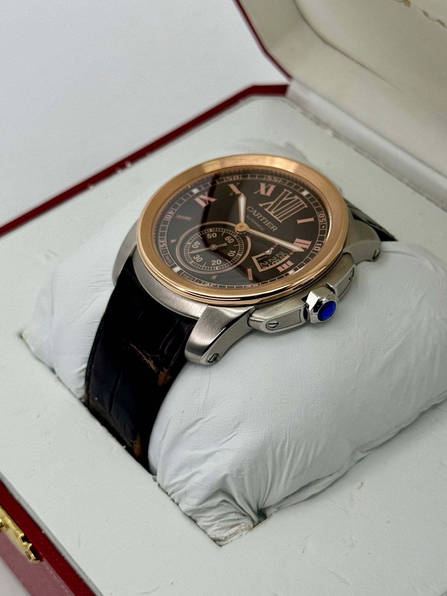 2012 Cartier Calibre De Cartier 42mm W7100051 Two-Tone Brown Dial