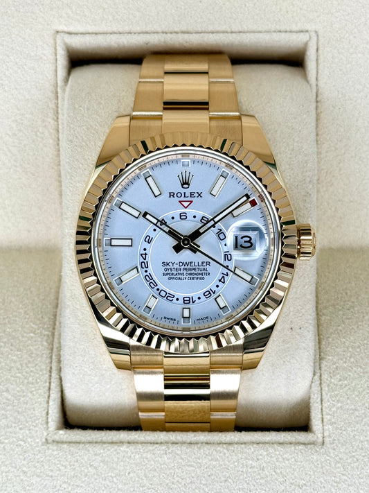 2022 Rolex Sky-Dweller 42mm 326938 Yellow Gold White Dial - MyWatchLLC