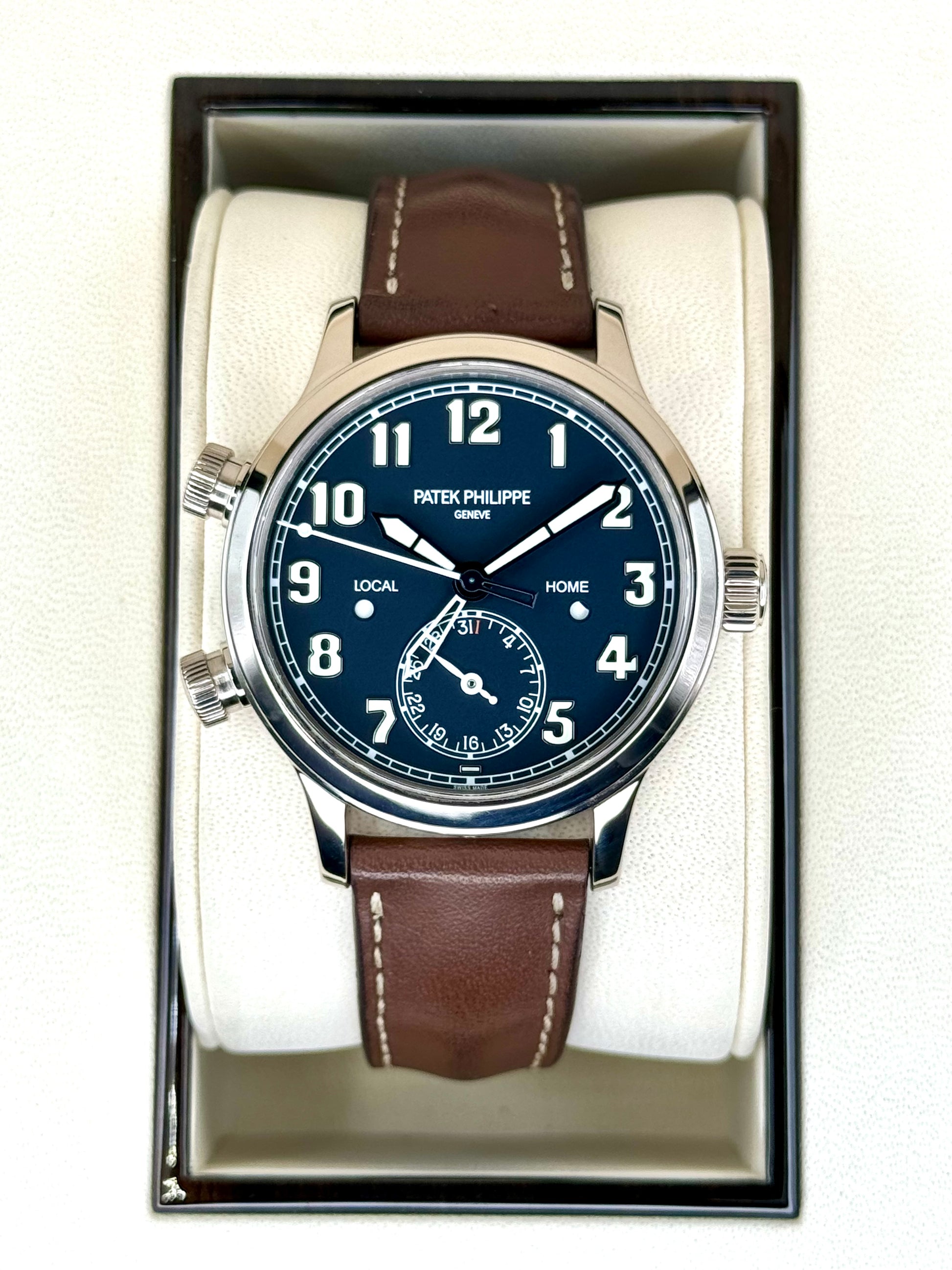 2021 Patek Philippe 37.5mm 7234G Calatrava Pilot Travel Time White Gold - MyWatchLLC
