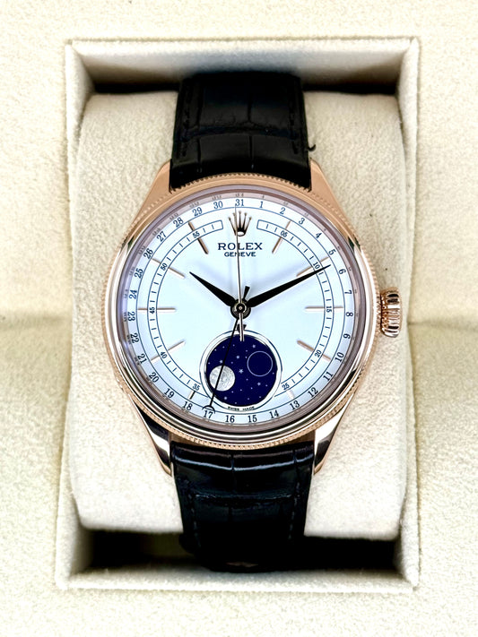 2018 Rolex Cellini Moonphase 39mm 50535 Rose Gold White Dial - MyWatchLLC
