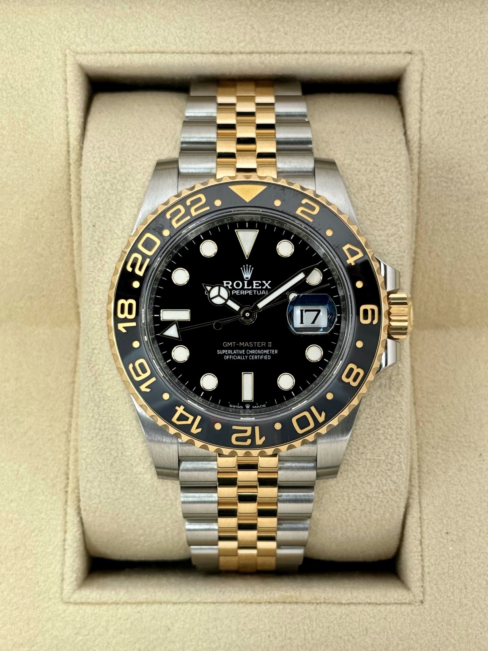2024 Rolex GMT-Master II 40mm 126713GRNR Two-Tone Jubilee Black Dial - MyWatchLLC