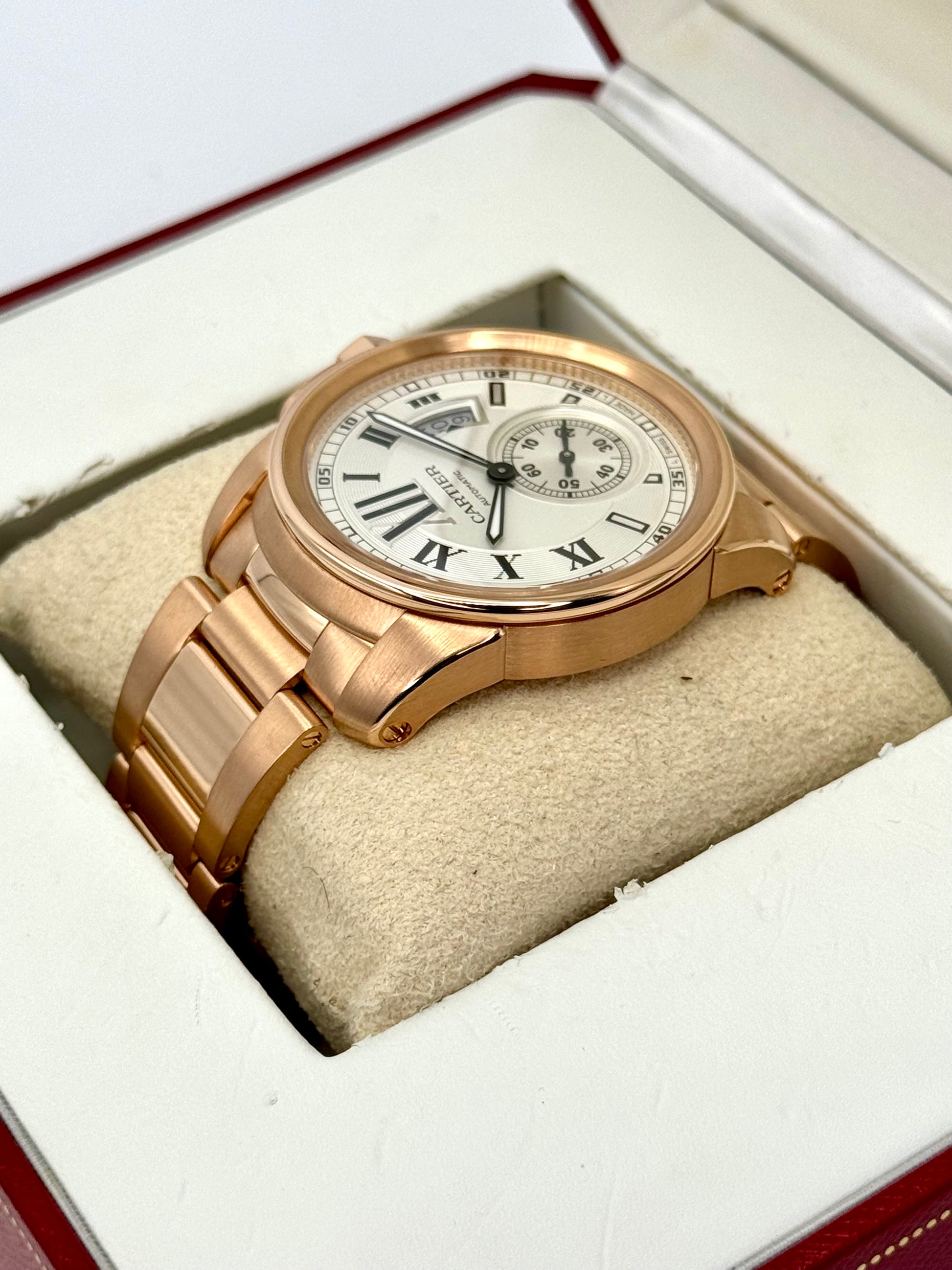 2016 Cartier Calibre de Cartier 42mm W7100018 Rose Gold White Dial - MyWatchLLC