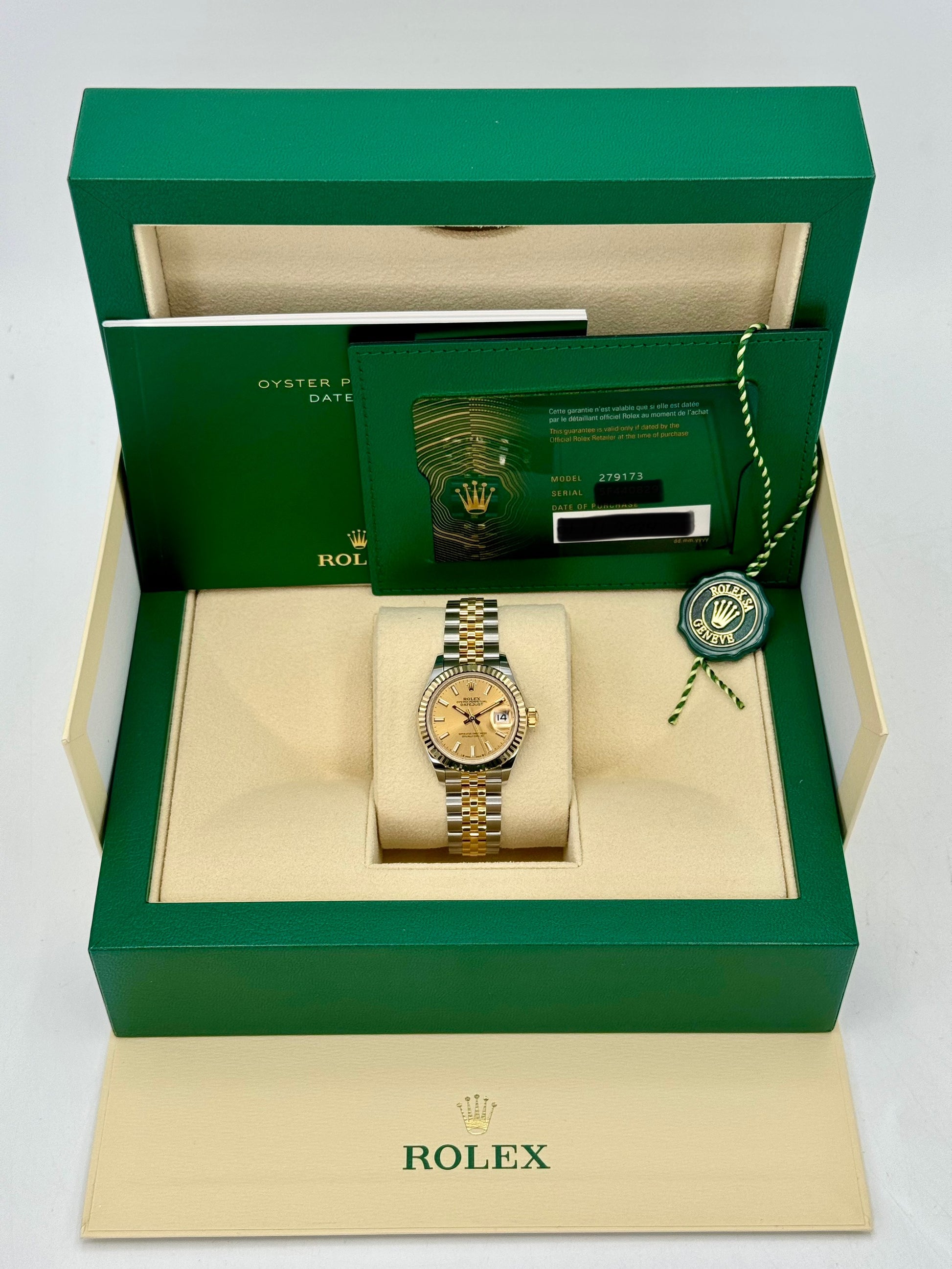 NEW 2024 Rolex Lady Datejust 28mm 279173 Jubilee Champagne Dial - MyWatchLLC