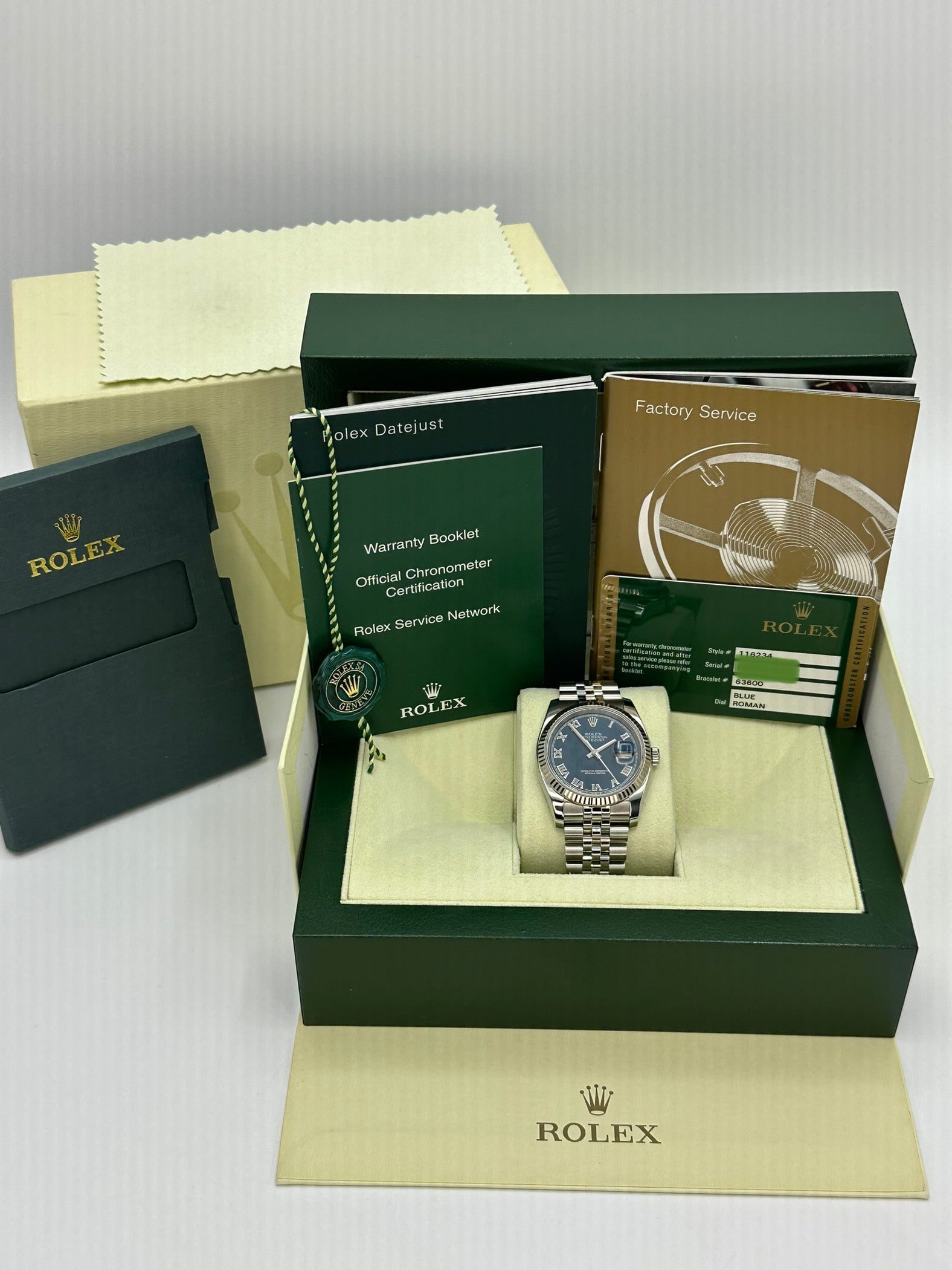 2012 Datejust 36mm 116234 Jubilee Blue Roman Numeral Dial - MyWatchLLC
