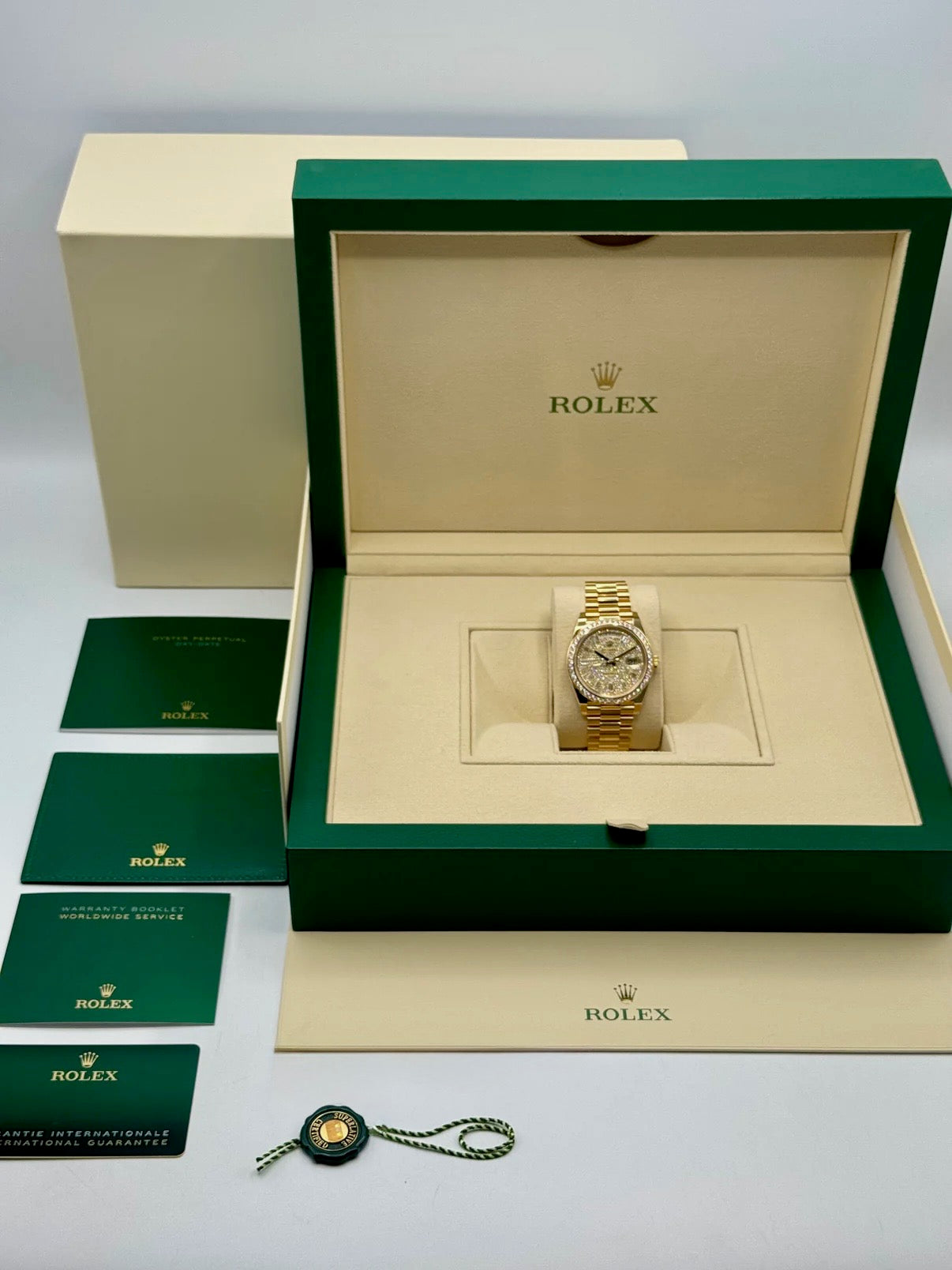 NEW 2025 Rolex Day-Date 40mm 228348RBR Diamond Paved Dial - MyWatchLLC