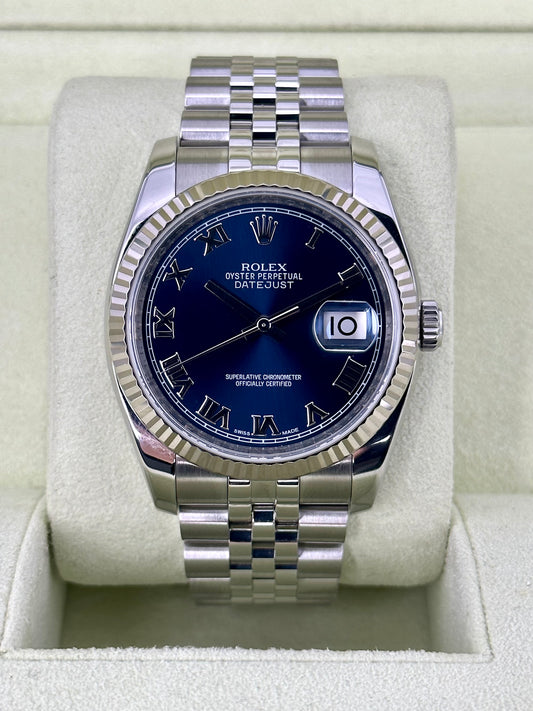 2012 Datejust 36mm 116234 Jubilee Blue Roman Numeral Dial - MyWatchLLC