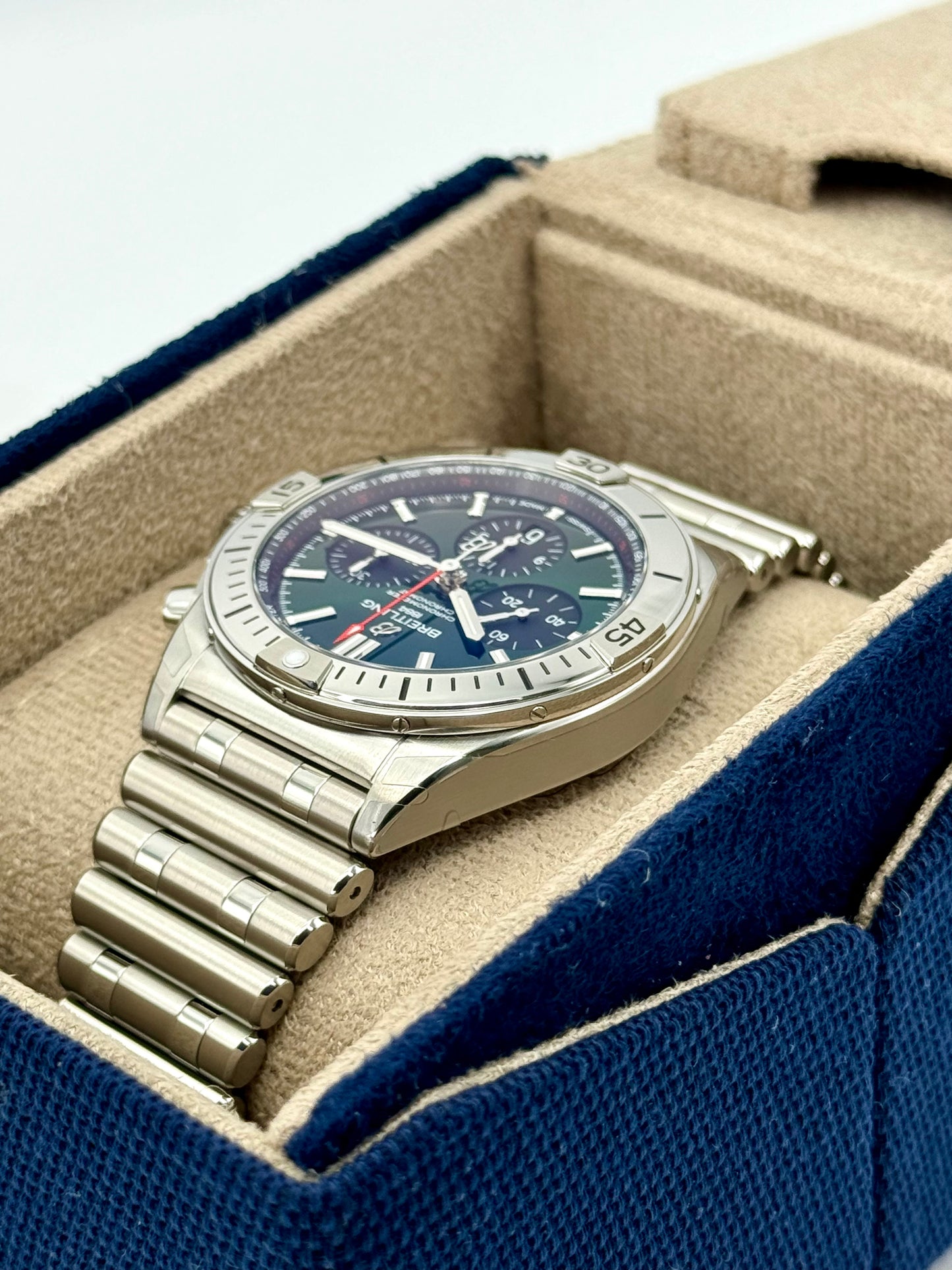 NEW 2023 Breitling Chronomat B01 42 AB0134 Stainless Steel Green Dial - MyWatchLLC