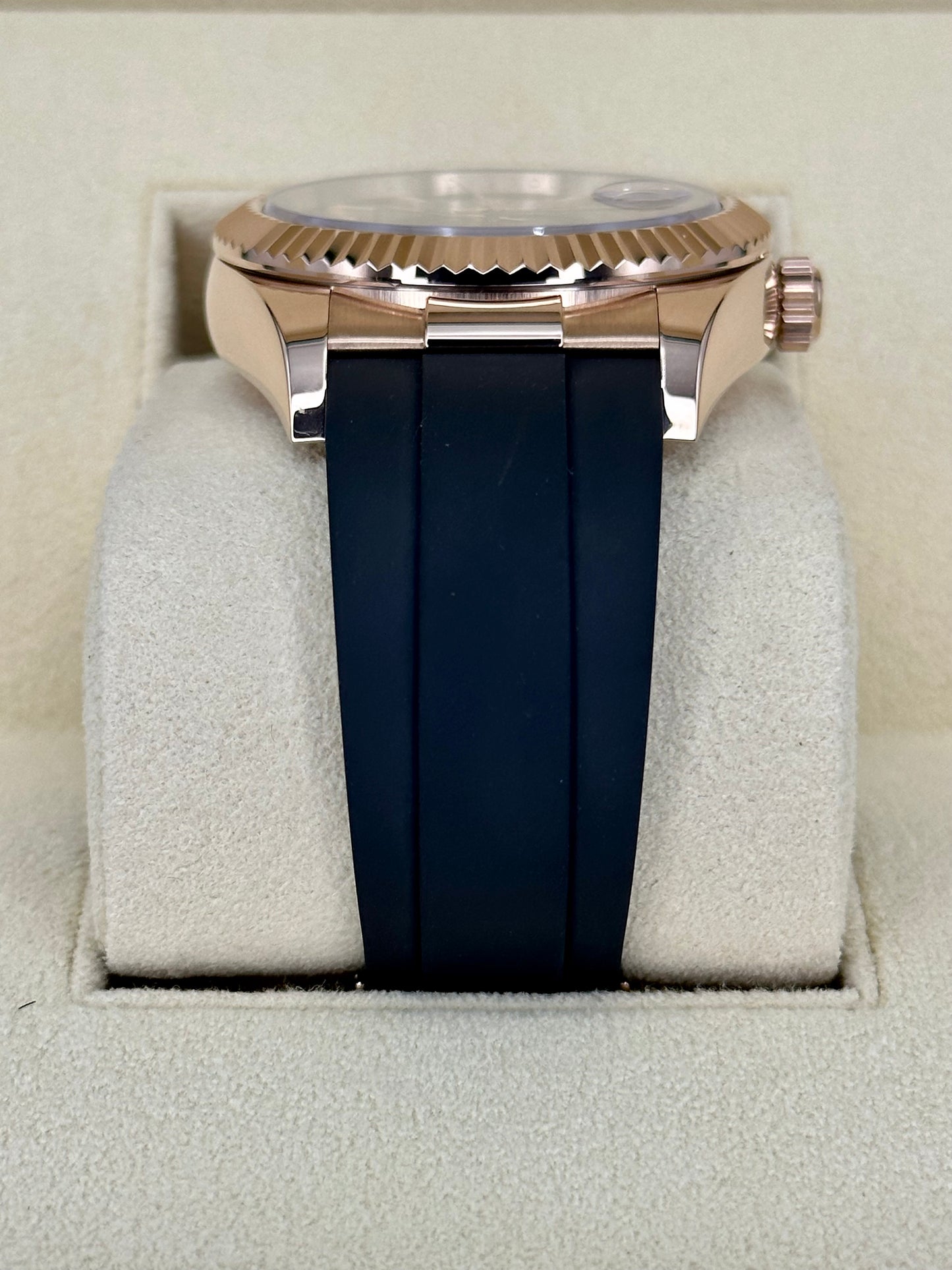 2022 Rolex Sky-Dweller 42mm 326235 Rose Gold Oysterflex Chocolate Dial - MyWatchLLC