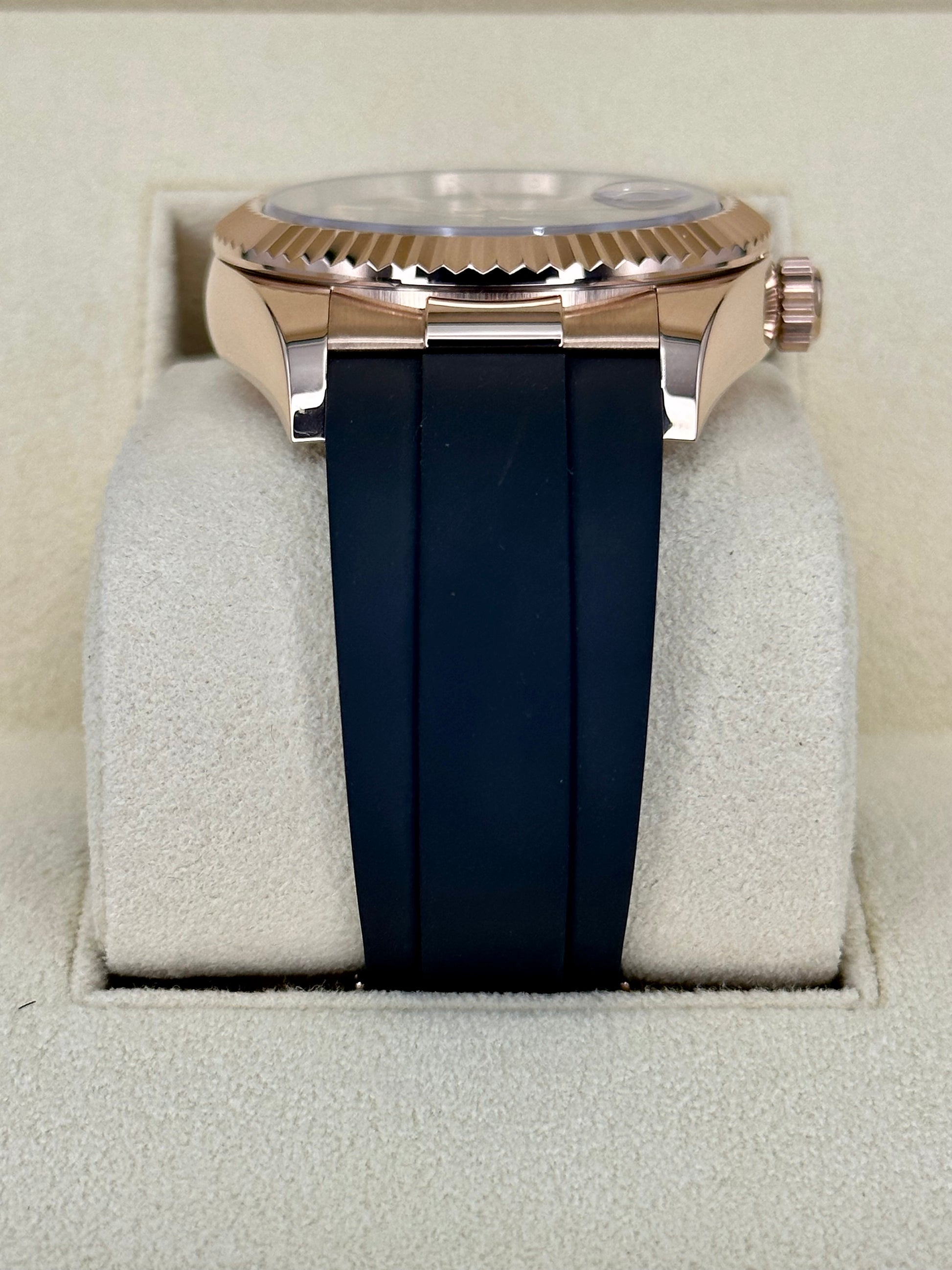 2022 Rolex Sky-Dweller 42mm 326235 Rose Gold Oysterflex Chocolate Dial - MyWatchLLC