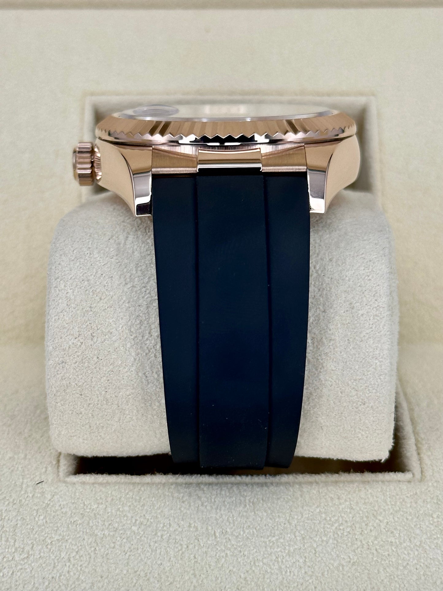 2022 Rolex Sky-Dweller 42mm 326235 Rose Gold Oysterflex Chocolate Dial - MyWatchLLC