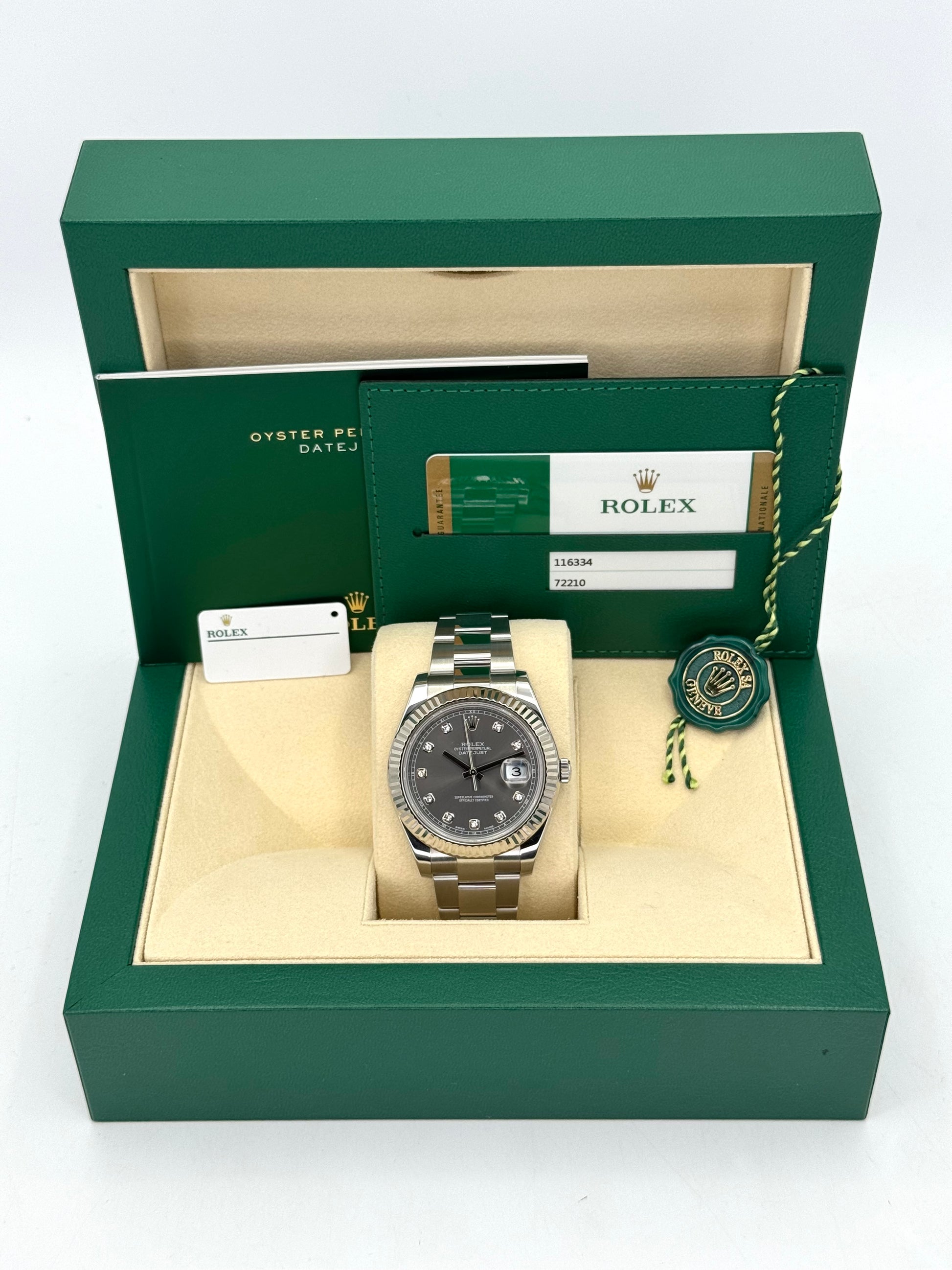 2017 Rolex Datejust II 41mm Oyster Rhodium Diamond Dial 116334 - MyWatchLLC