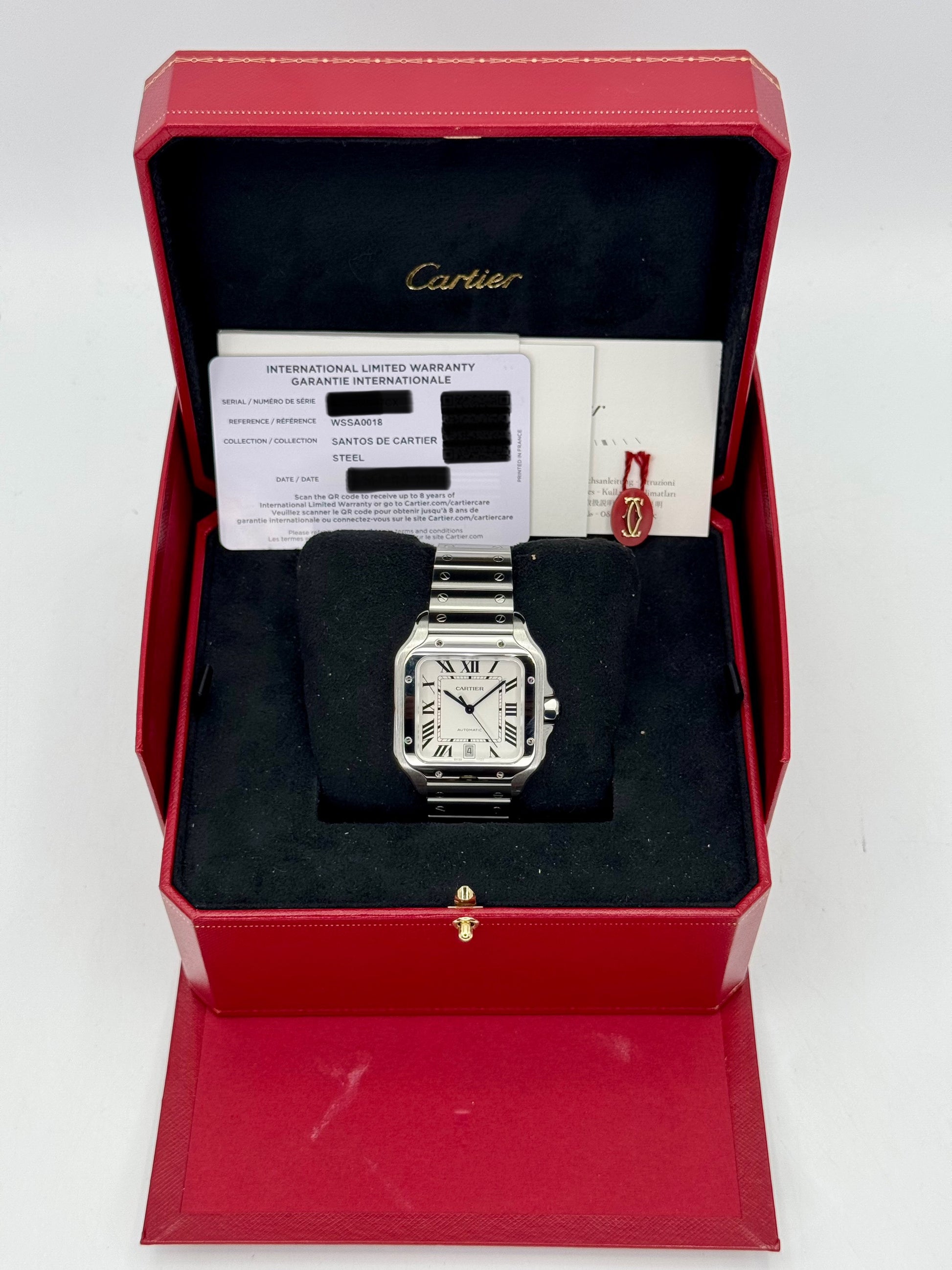 2022 Santos De Cartier 39.8mm WSSA0018 Stainless Steel White Dial - MyWatchLLC