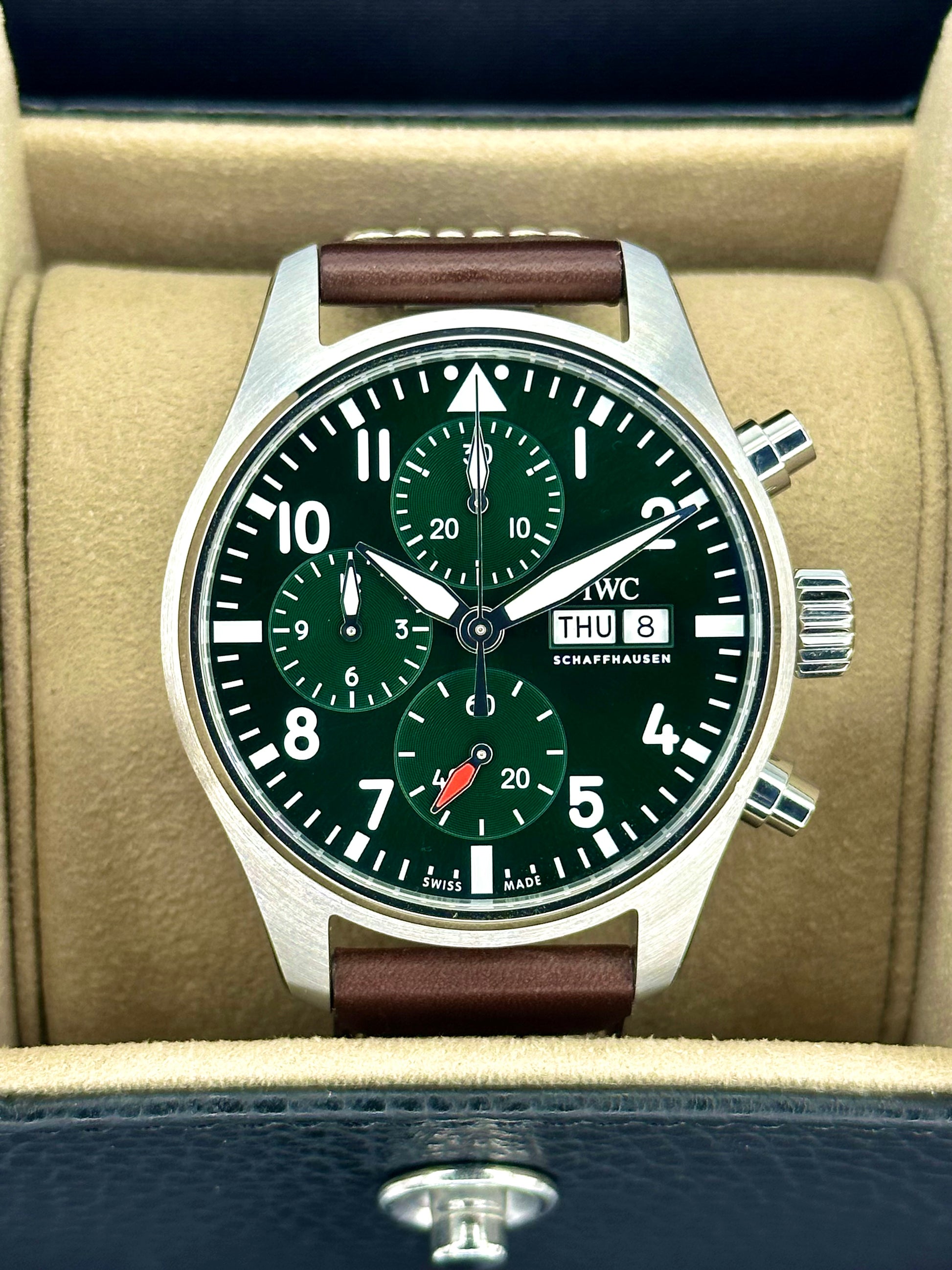 2023 IWC Pilot's Chronograph 41mm IW388103 Stainless Steel Green Dial - MyWatchLLC