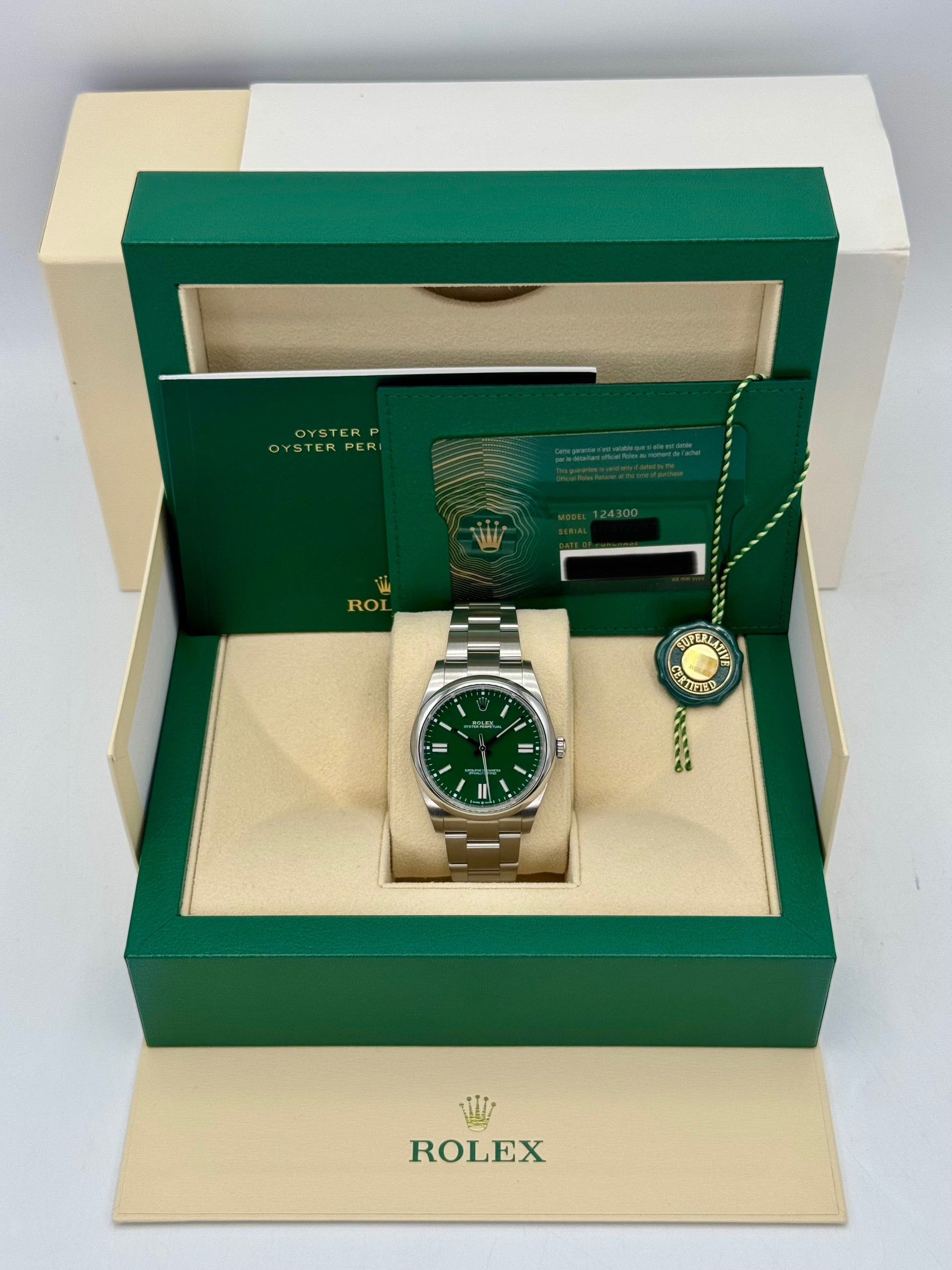 2023 Rolex Oyster Perpetual 41mm 124300 Green Dial - MyWatchLLC