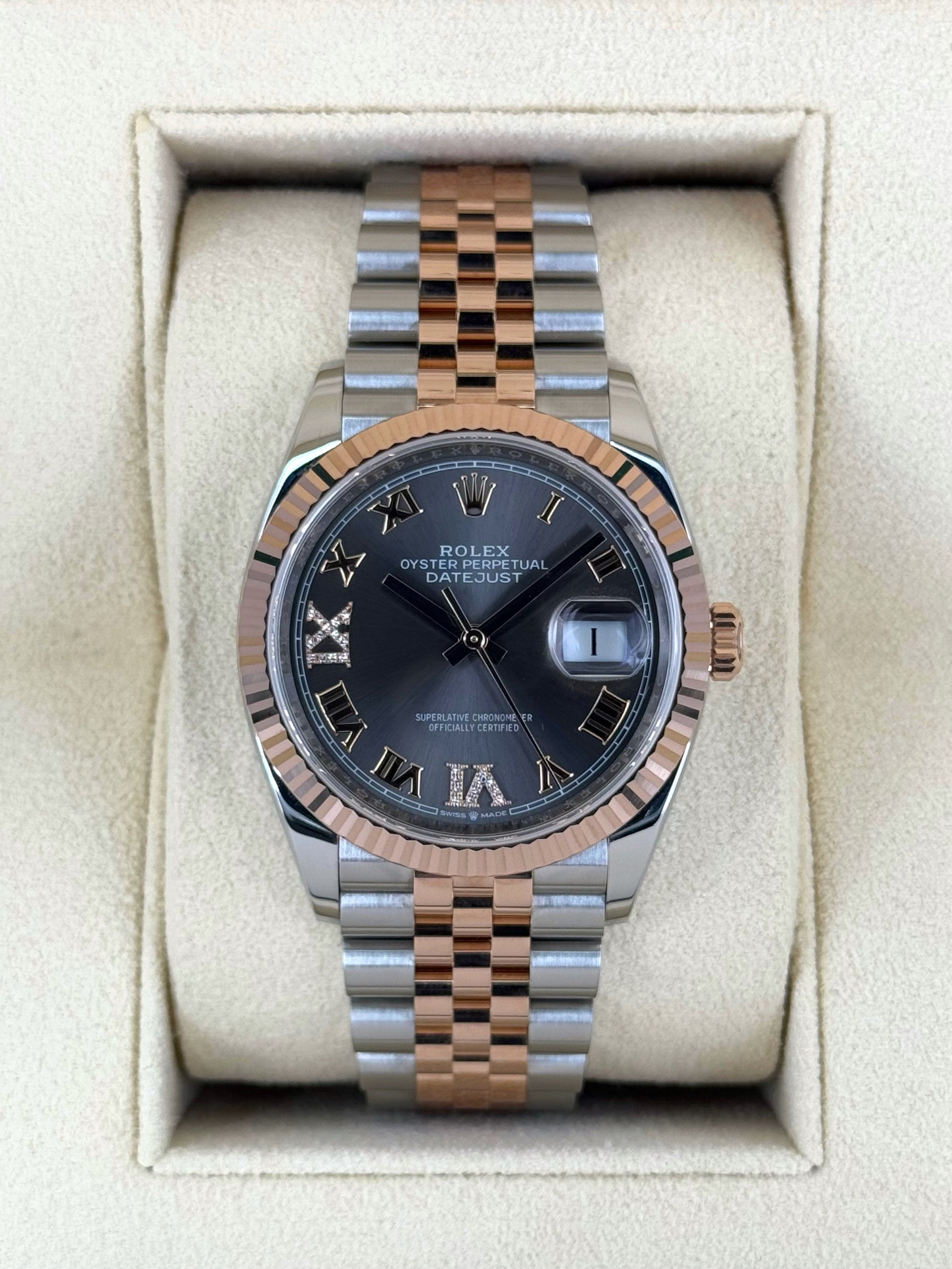 2020 Rolex Datejust 36mm 126231 Two-Tone Jubilee Slate Rhodium Diamond Dial - MyWatchLLC