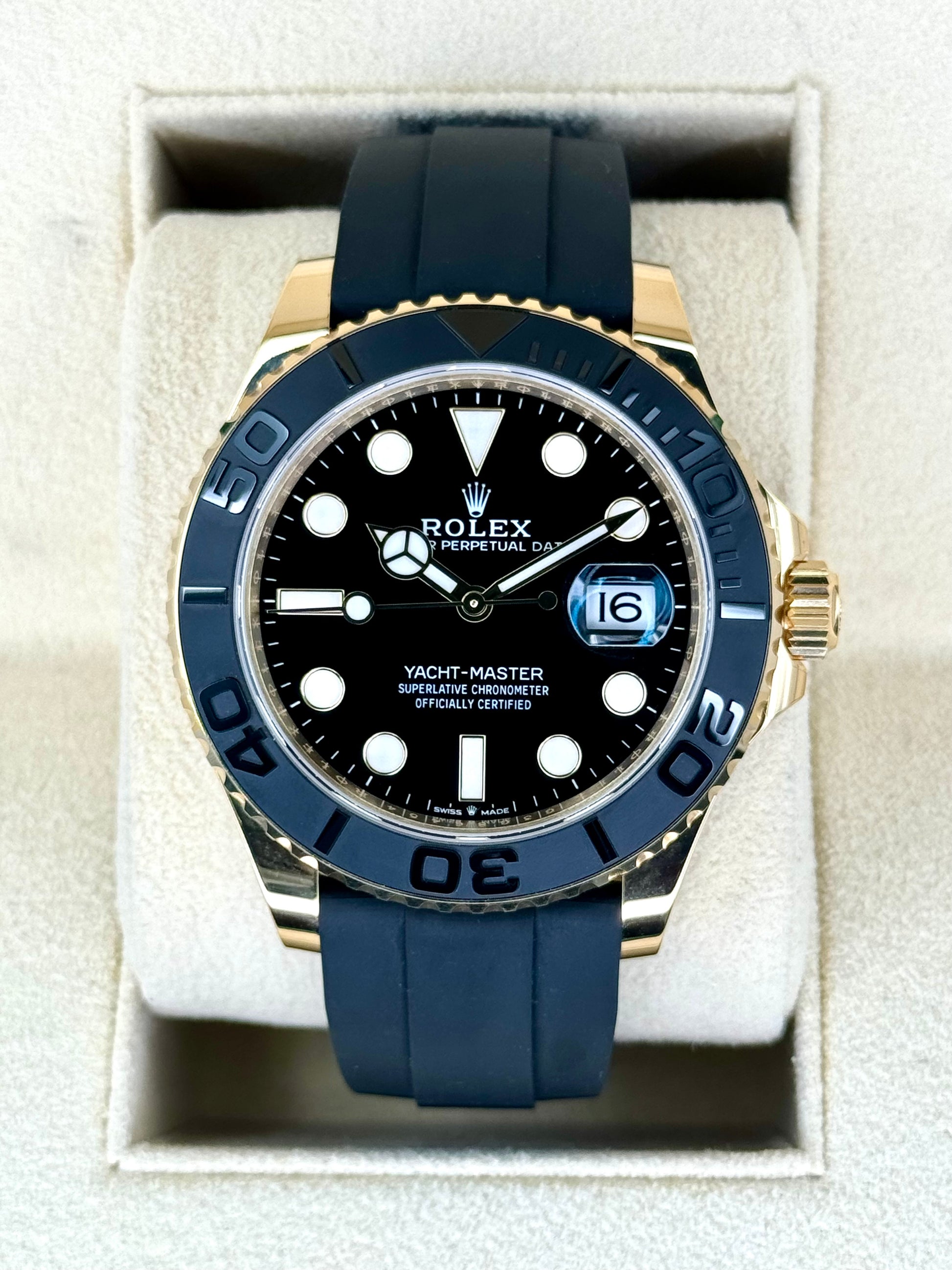 NEW 2024 Rolex Yacht-Master 42mm 226658 Gold Oysterflex Black Dial - MyWatchLLC