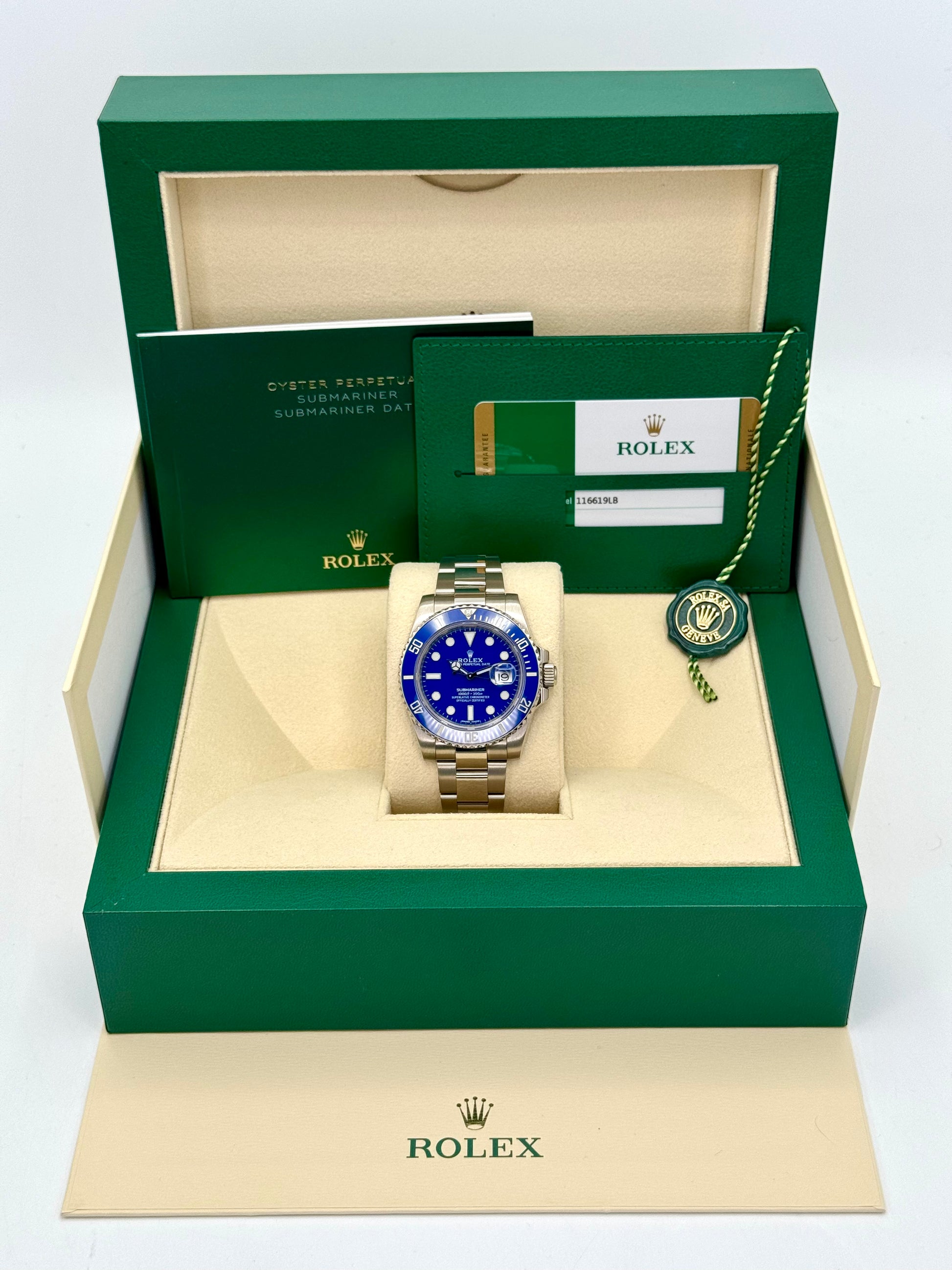 2018 Rolex Submariner "Smurf" 40mm 116619LB White Gold Blue Dial - MyWatchLLC