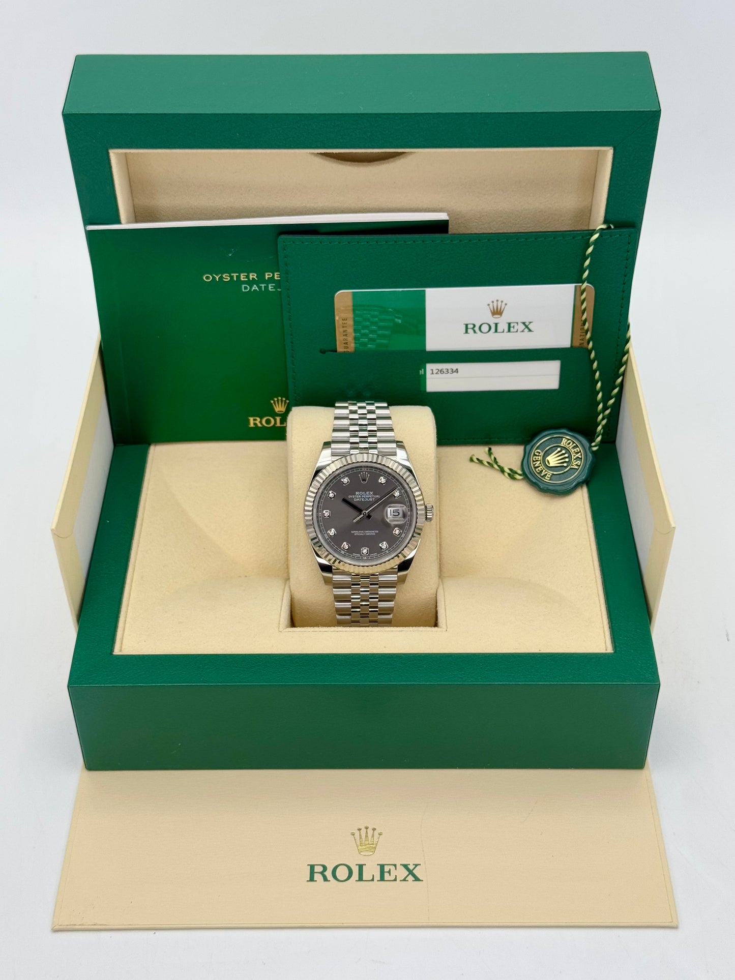 2017 Datejust 41mm 126334 Stainless Steel Jubilee Rhodium Diamond Dial - MyWatchLLC