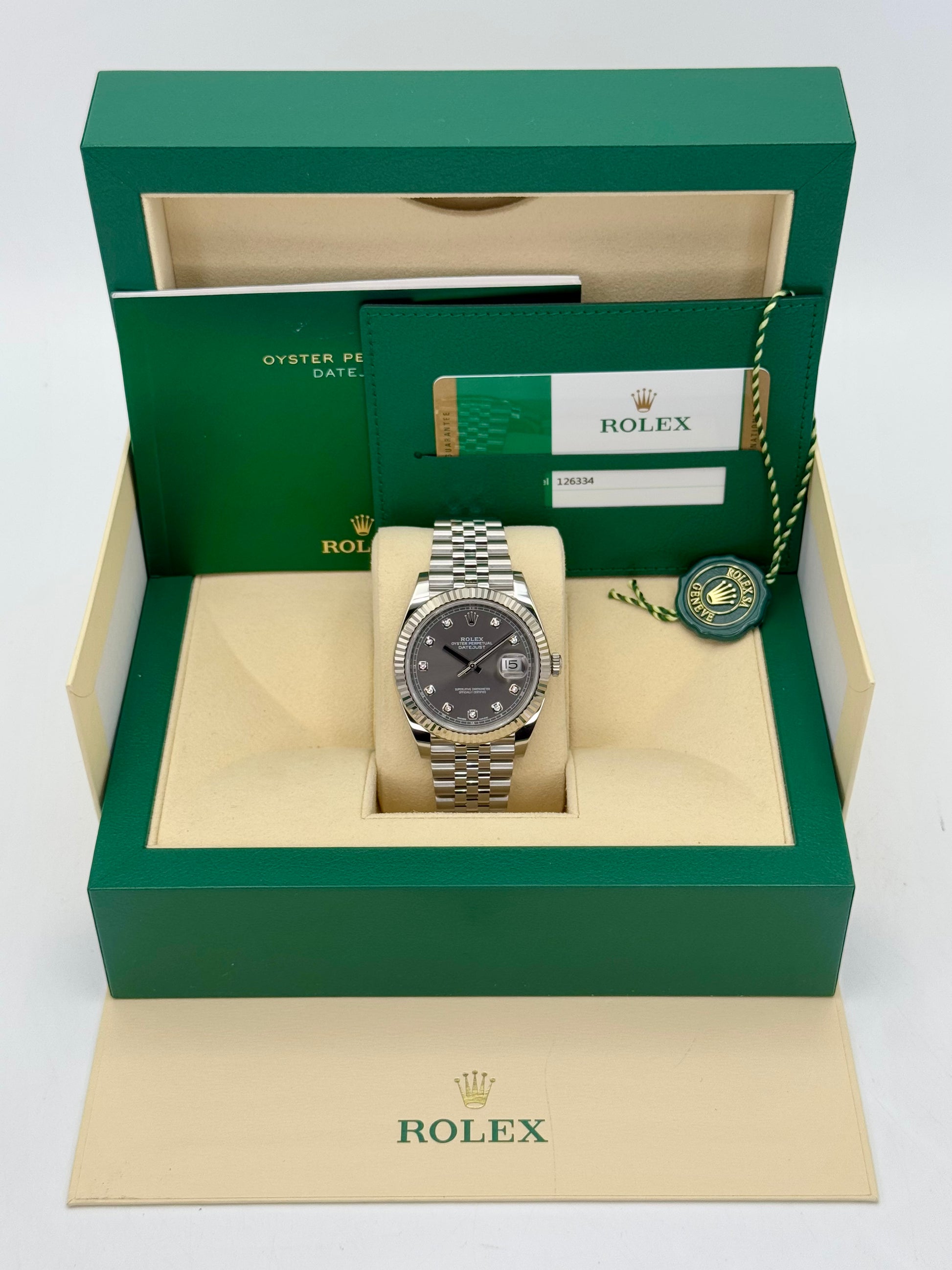 2017 Datejust 41mm 126334 Stainless Steel Jubilee Rhodium Diamond Dial - MyWatchLLC