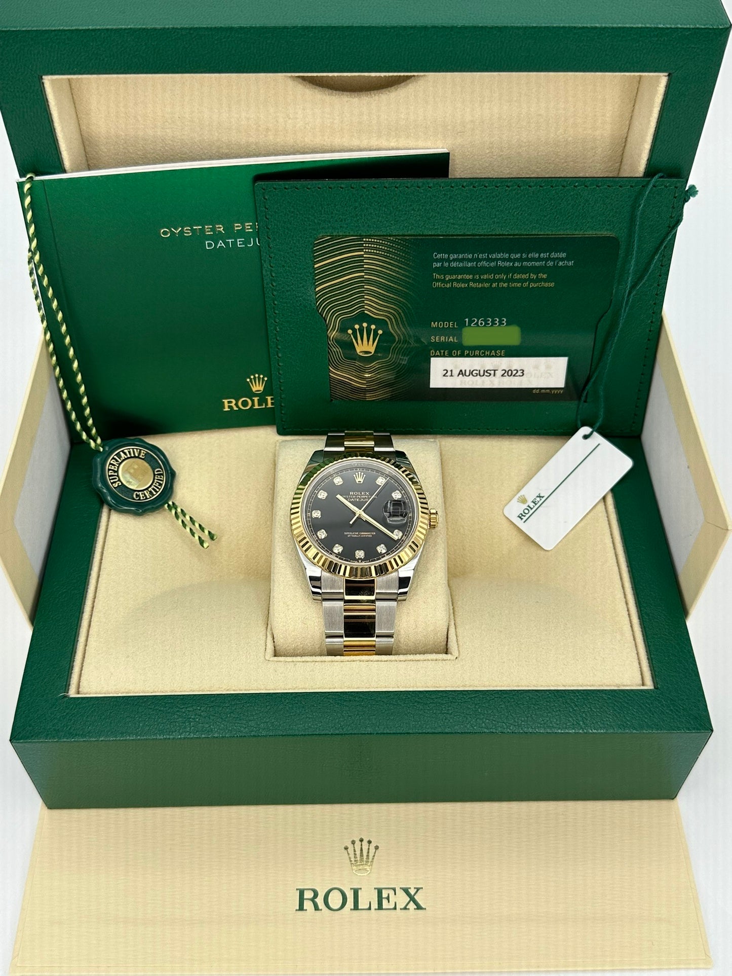2023 Rolex Datejust 41mm 126333 Two-Tone Oyster Black Diamond Dial - MyWatchLLC