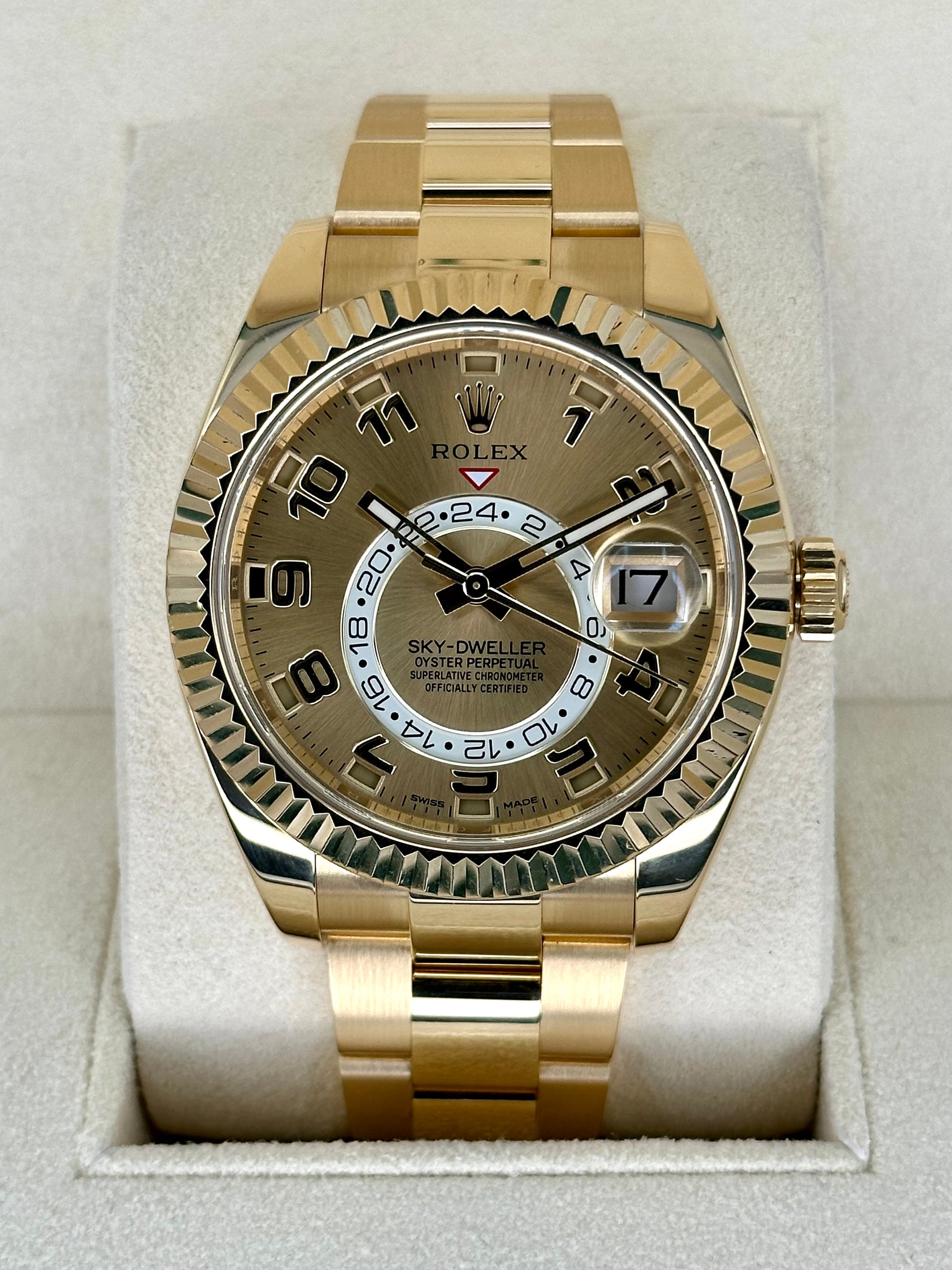 2017 Rolex Sky-Dweller 42mm 326938 Yellow Gold Champagne Dial - MyWatchLLC